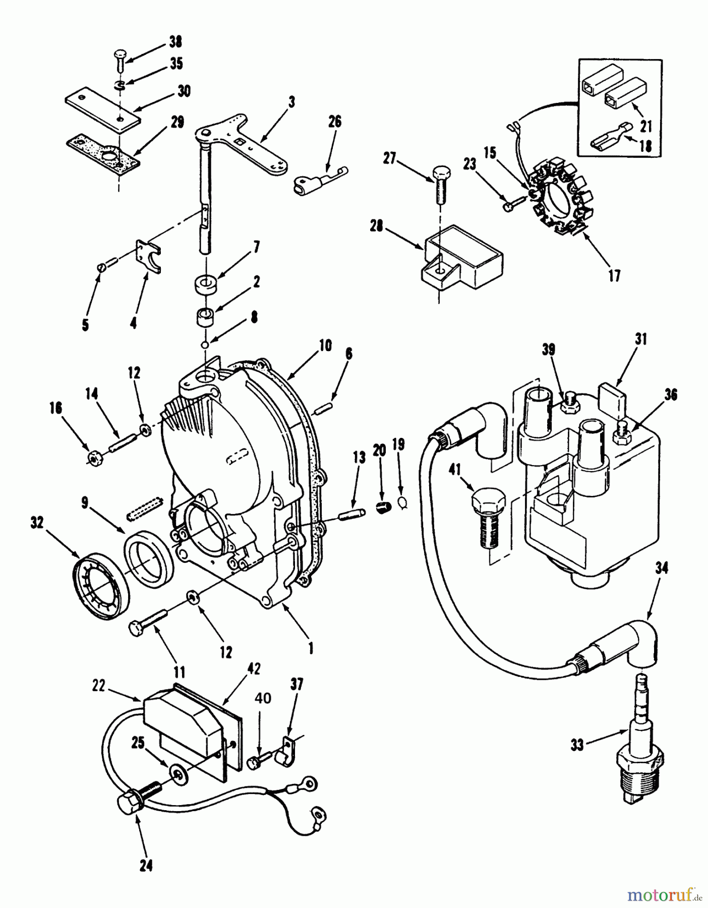 Toro Neu Mowers, Lawn & Garden Tractor Seite 1 73421 (416-H) - Toro 416-H Garden Tractor, 1995 (5900001-5901046) GEARCASE AND IGNITION CONTROLS