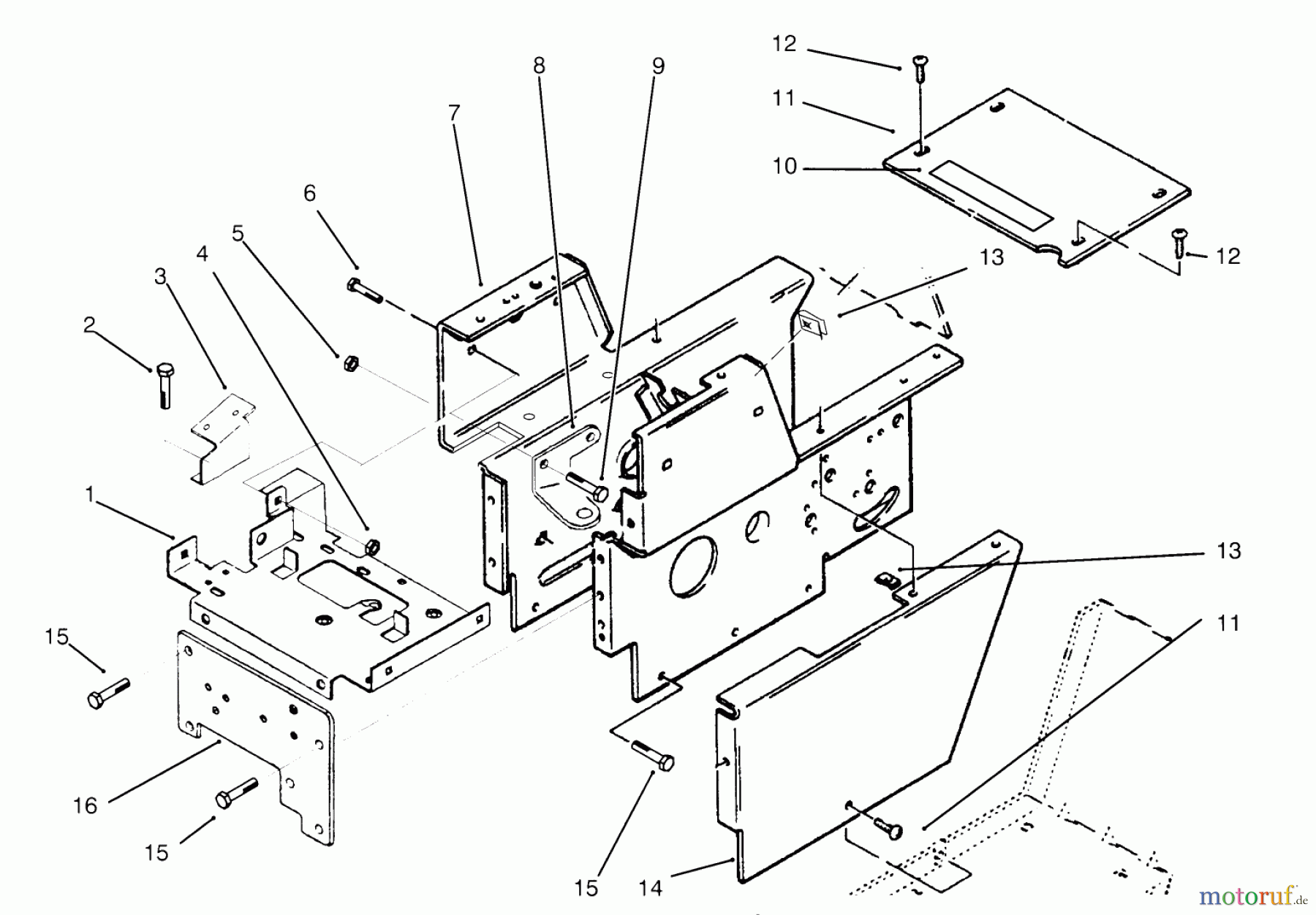 Toro Neu Mowers, Lawn & Garden Tractor Seite 1 73421 (416-H) - Toro 416-H Garden Tractor, 1994 (4900001-4999999) HOOD STAND AND SUPPORTS