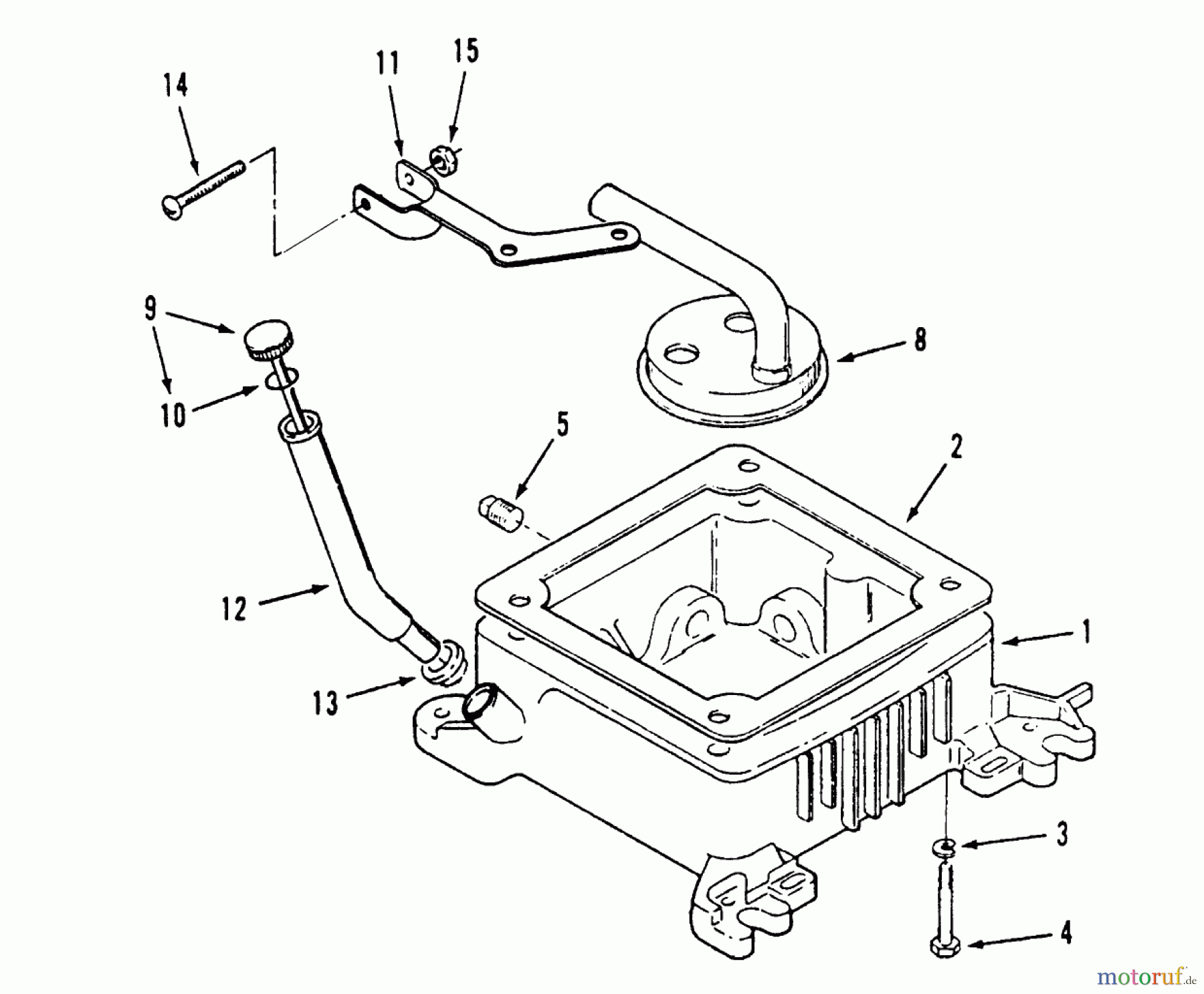 Toro Neu Mowers, Lawn & Garden Tractor Seite 1 73421 (416-H) - Toro 416-H Garden Tractor, 1995 (5900001-5901046) OIL BASE AND FILL TUBE AND BRACKET