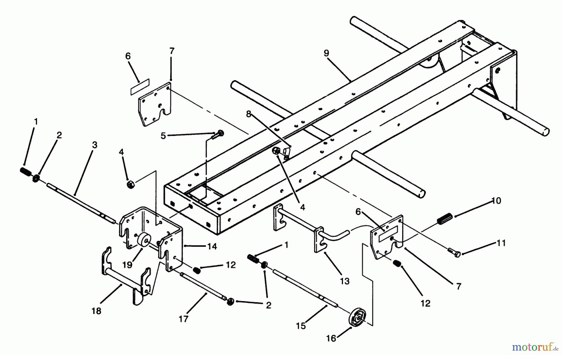 Toro Neu Mowers, Lawn & Garden Tractor Seite 1 73421 (416-H) - Toro 416-H Garden Tractor, 1996 (6900001-6999999) FRAME AND HITCH ASSEMBLY