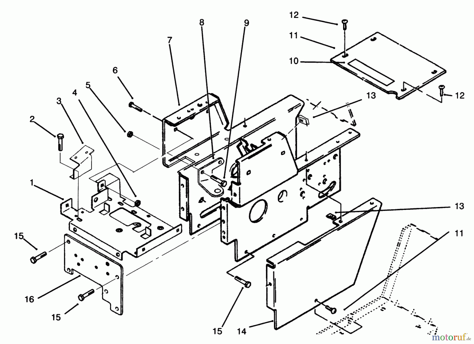 Toro Neu Mowers, Lawn & Garden Tractor Seite 1 73421 (416-H) - Toro 416-H Garden Tractor, 1996 (6900001-6999999) HOOD STAND AND SUPPORTS