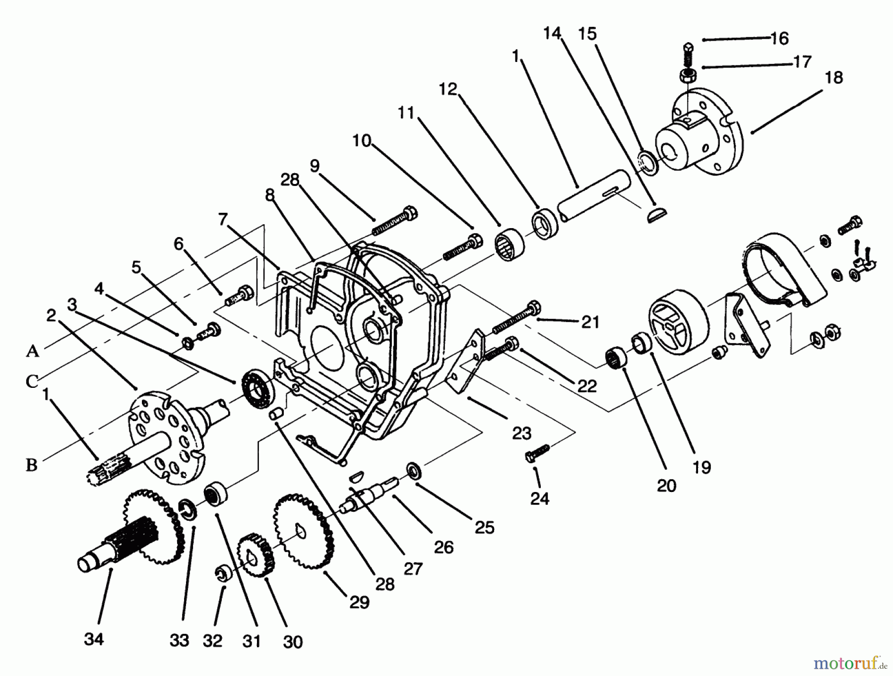 Toro Neu Mowers, Lawn & Garden Tractor Seite 1 73421 (416-H) - Toro 416-H Garden Tractor, 1996 (6900001-6999999) TRANSAXLE ASSEMBLY #2