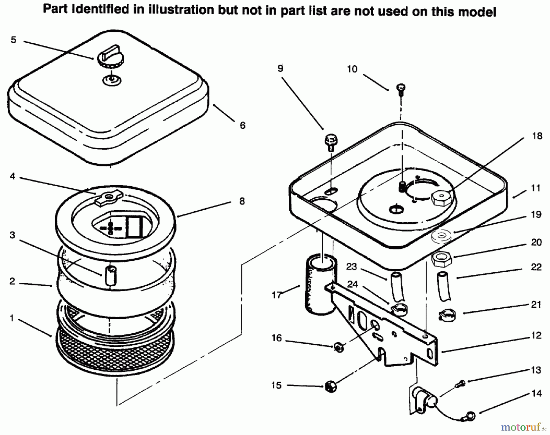 Toro Neu Mowers, Lawn & Garden Tractor Seite 1 73422 (416-8) - Toro 416-8 Garden Tractor, 1996 (6900001-6999999) AIR CLEANER