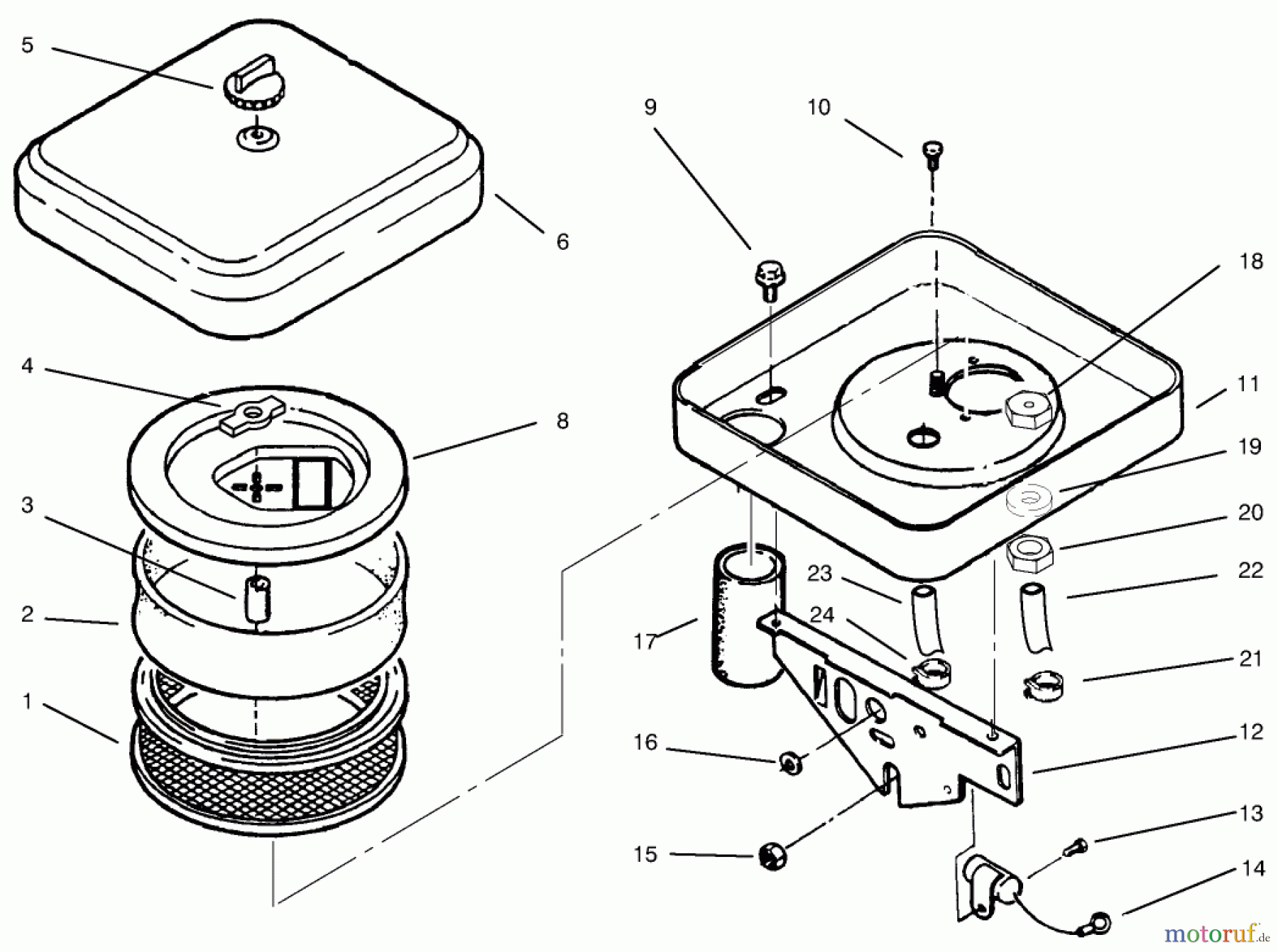  Toro Neu Mowers, Lawn & Garden Tractor Seite 1 73422 (416-8) - Toro 416-8 Garden Tractor, 1997 (7900001-7999999) AIR CLEANER