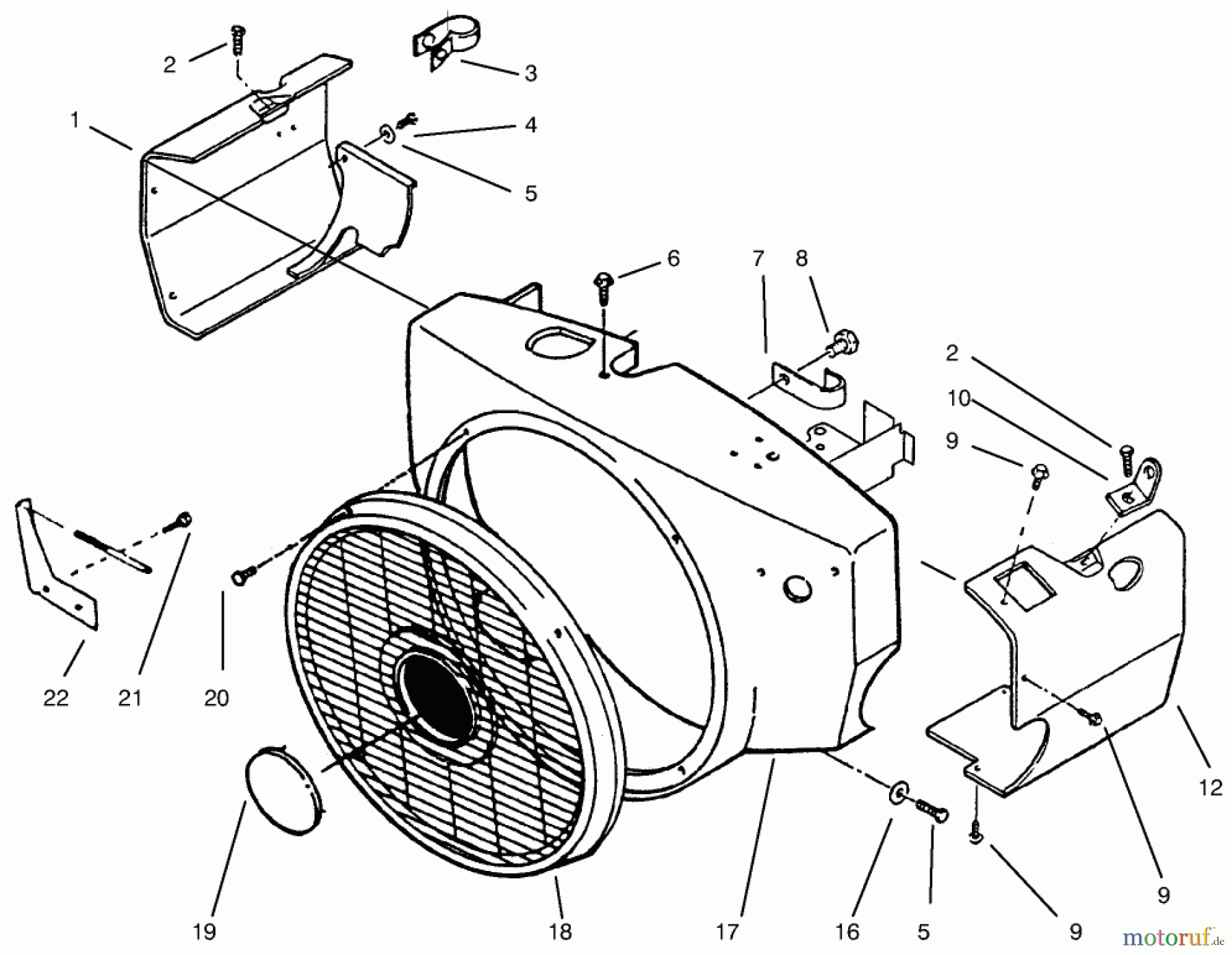 Toro Neu Mowers, Lawn & Garden Tractor Seite 1 73422 (416-8) - Toro 416-8 Garden Tractor, 1997 (7900001-7999999) ENGINE HOUSING