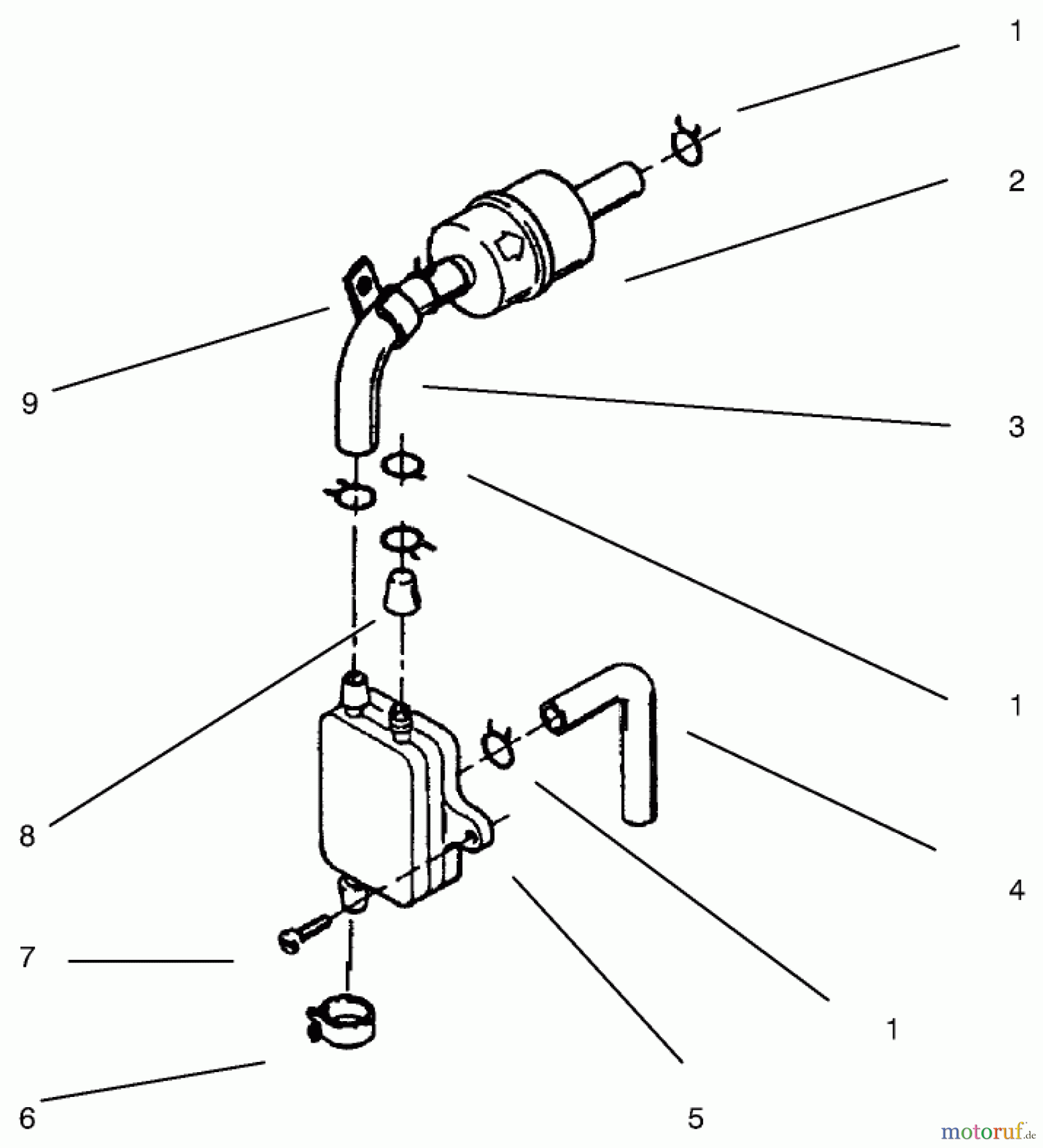 Toro Neu Mowers, Lawn & Garden Tractor Seite 1 73422 (416-8) - Toro 416-8 Garden Tractor, 1997 (7900001-7999999) FUEL FILTER & PUMP