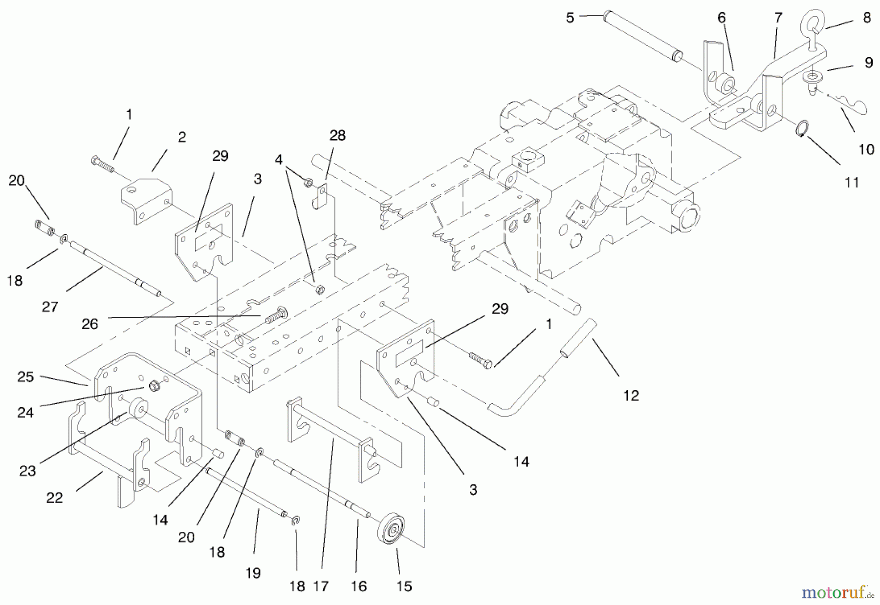 Toro Neu Mowers, Lawn & Garden Tractor Seite 1 73422 (416-8) - Toro 416-8 Garden Tractor, 1997 (7900001-7999999) HITCH ASSEMBLY