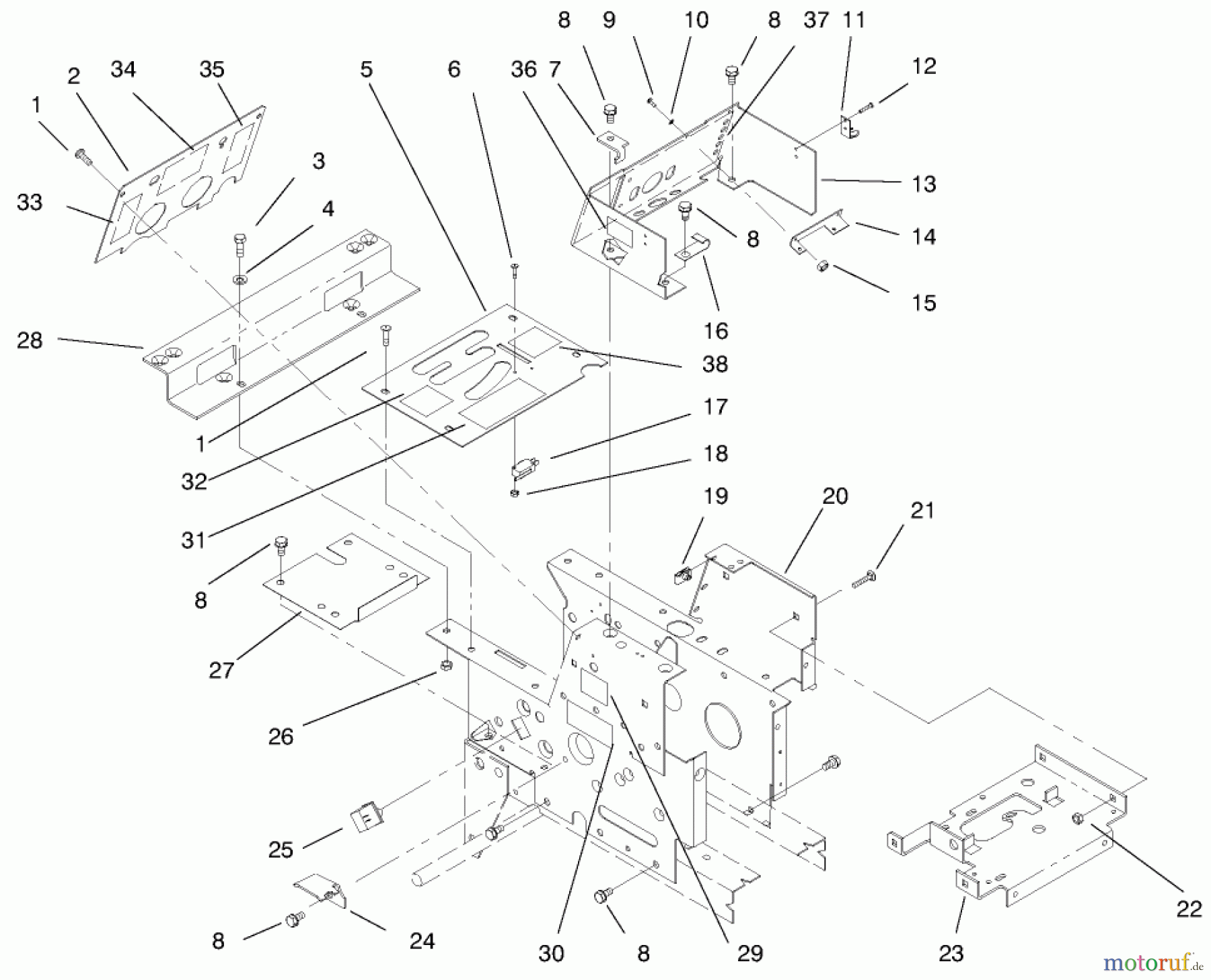  Toro Neu Mowers, Lawn & Garden Tractor Seite 1 73422 (416-8) - Toro 416-8 Garden Tractor, 1997 (7900001-7999999) HOODSTAND, CONSOLE