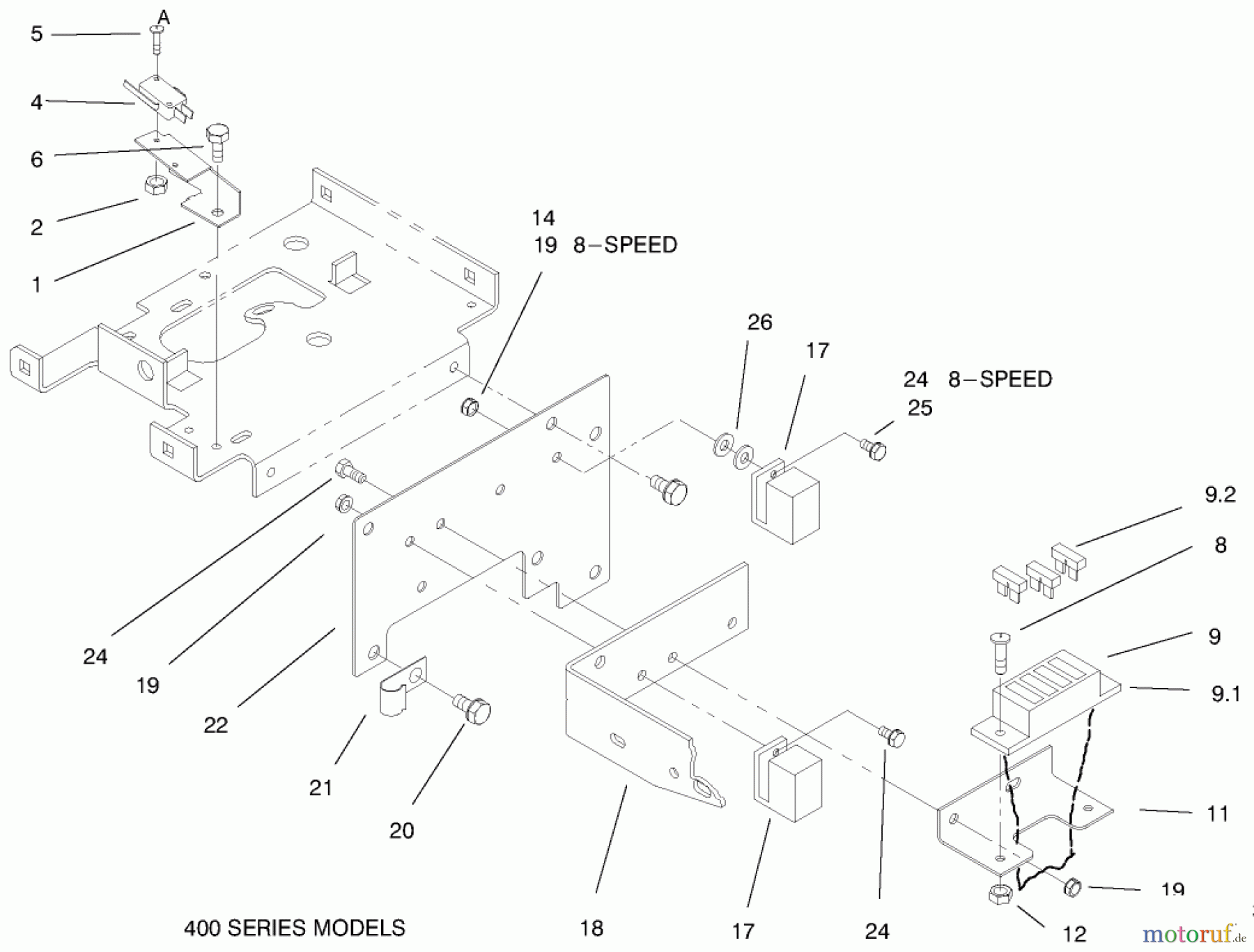 Toro Neu Mowers, Lawn & Garden Tractor Seite 1 73422 (416-8) - Toro 416-8 Garden Tractor, 1997 (7900001-7999999) HOODSTAND ELECTRICAL HOUSING & WIRE HARNESS