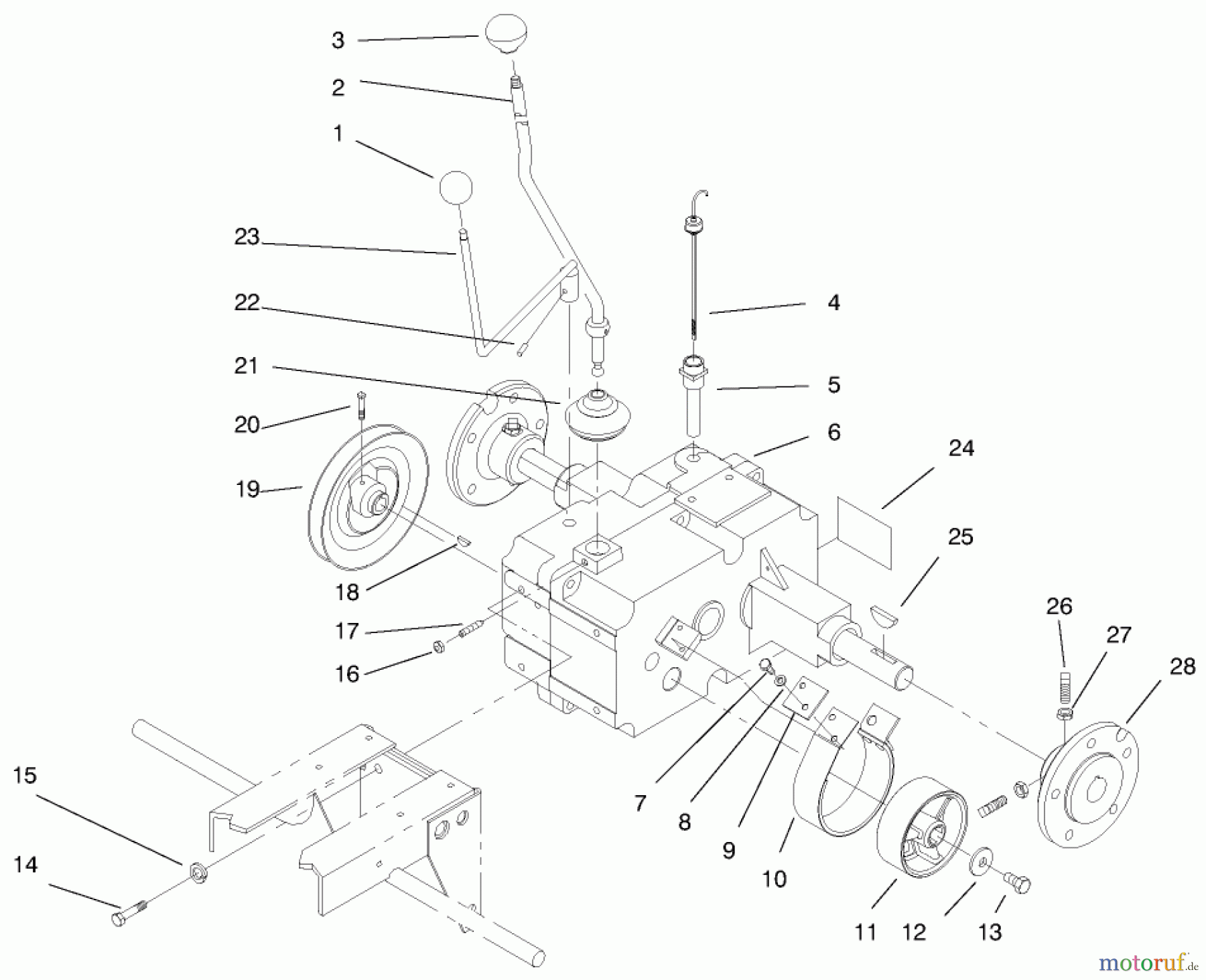 Toro Neu Mowers, Lawn & Garden Tractor Seite 1 73422 (416-8) - Toro 416-8 Garden Tractor, 1997 (7900001-7999999) TRANSMISSION ASSEMBLY