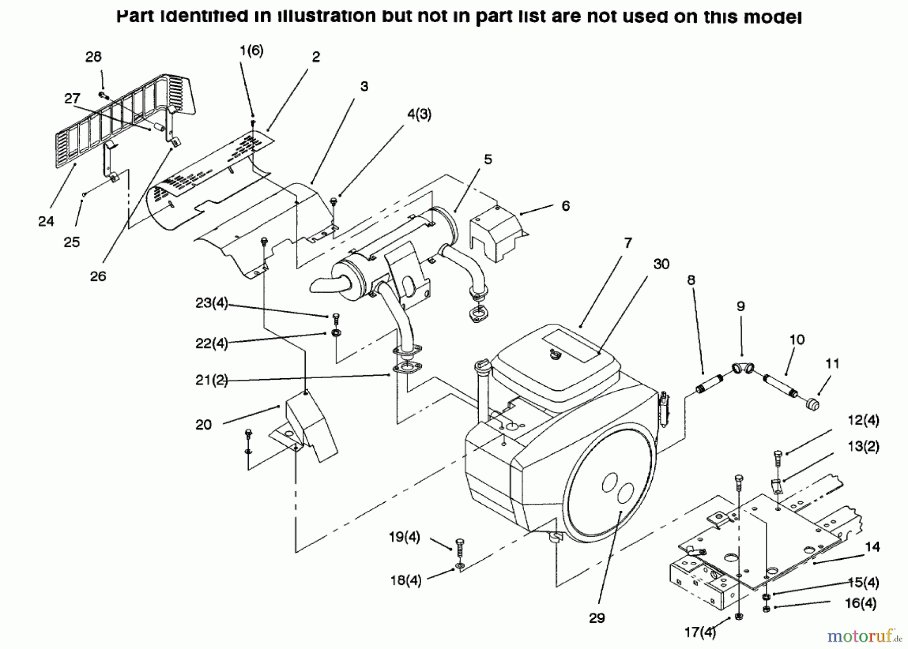 Toro Neu Mowers, Lawn & Garden Tractor Seite 1 73423 (416-H) - Toro 416-H Garden Tractor, 1996 (6900001-6999999) ENGINE