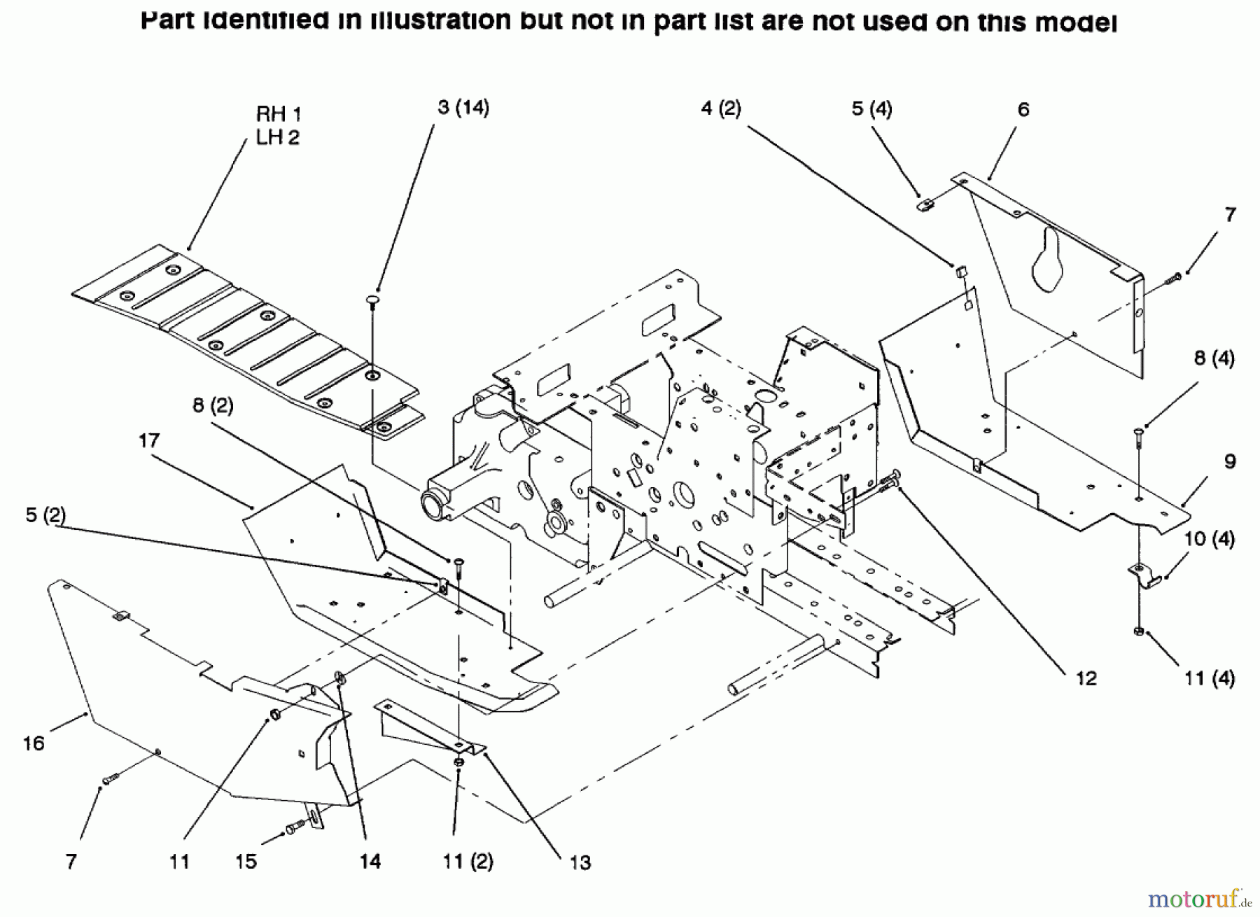  Toro Neu Mowers, Lawn & Garden Tractor Seite 1 73423 (416-H) - Toro 416-H Garden Tractor, 1996 (6900001-6999999) FOOTRESTS