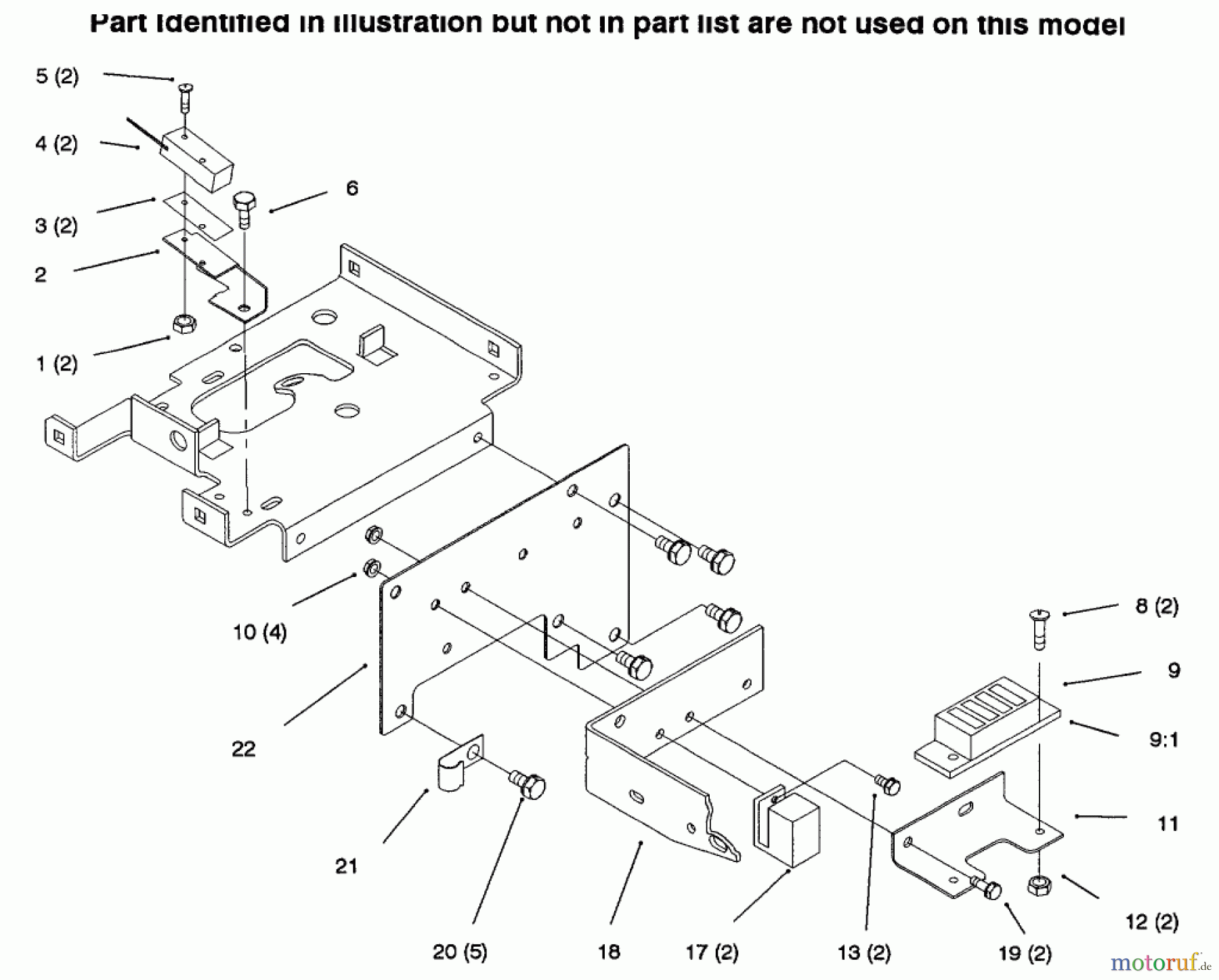  Toro Neu Mowers, Lawn & Garden Tractor Seite 1 73423 (416-H) - Toro 416-H Garden Tractor, 1996 (6900001-6999999) FRONT PLATE, RELAYS