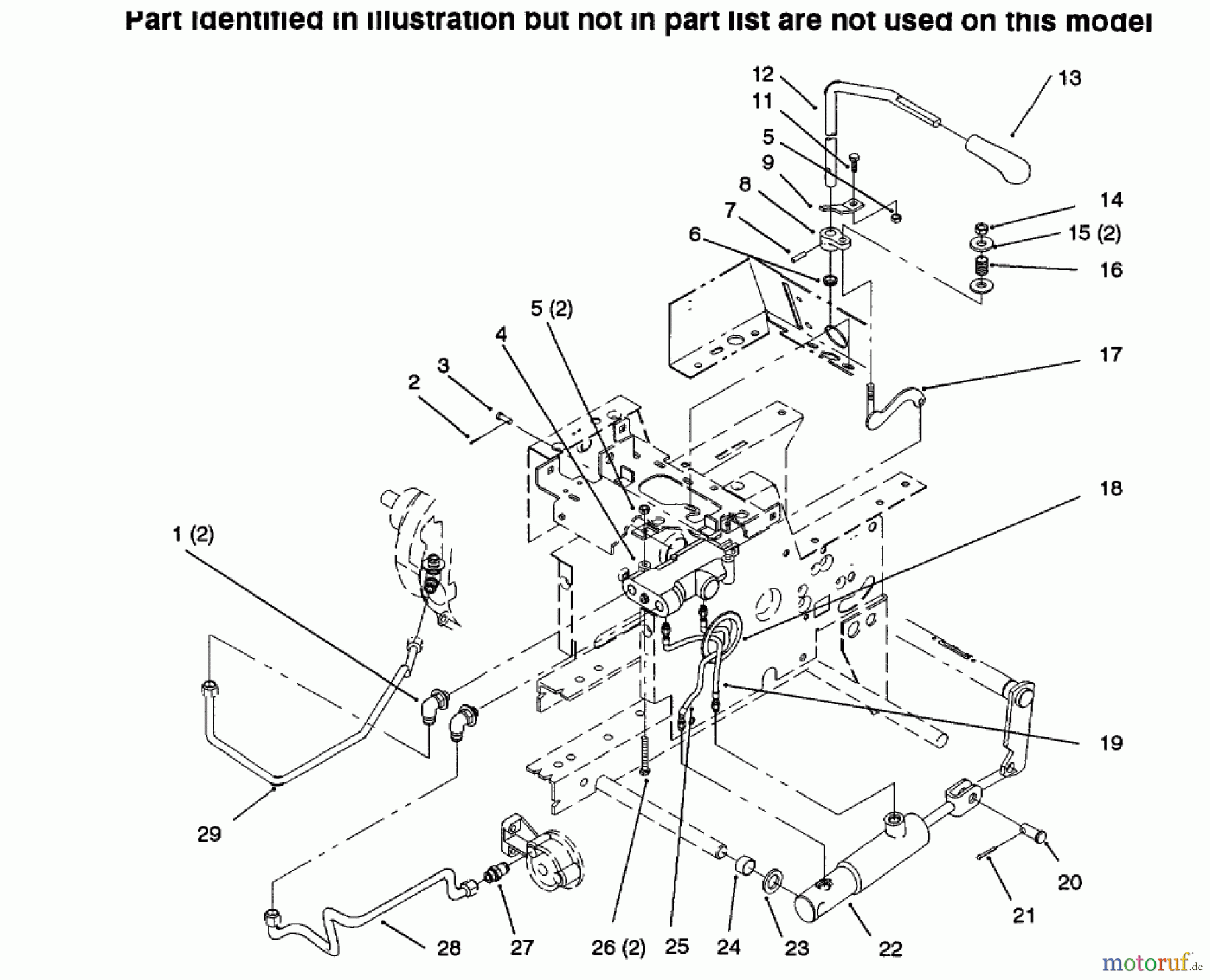 Toro Neu Mowers, Lawn & Garden Tractor Seite 1 73423 (416-H) - Toro 416-H Garden Tractor, 1996 (6900001-6999999) HYDRAULIC LIFT SYSTEM #1