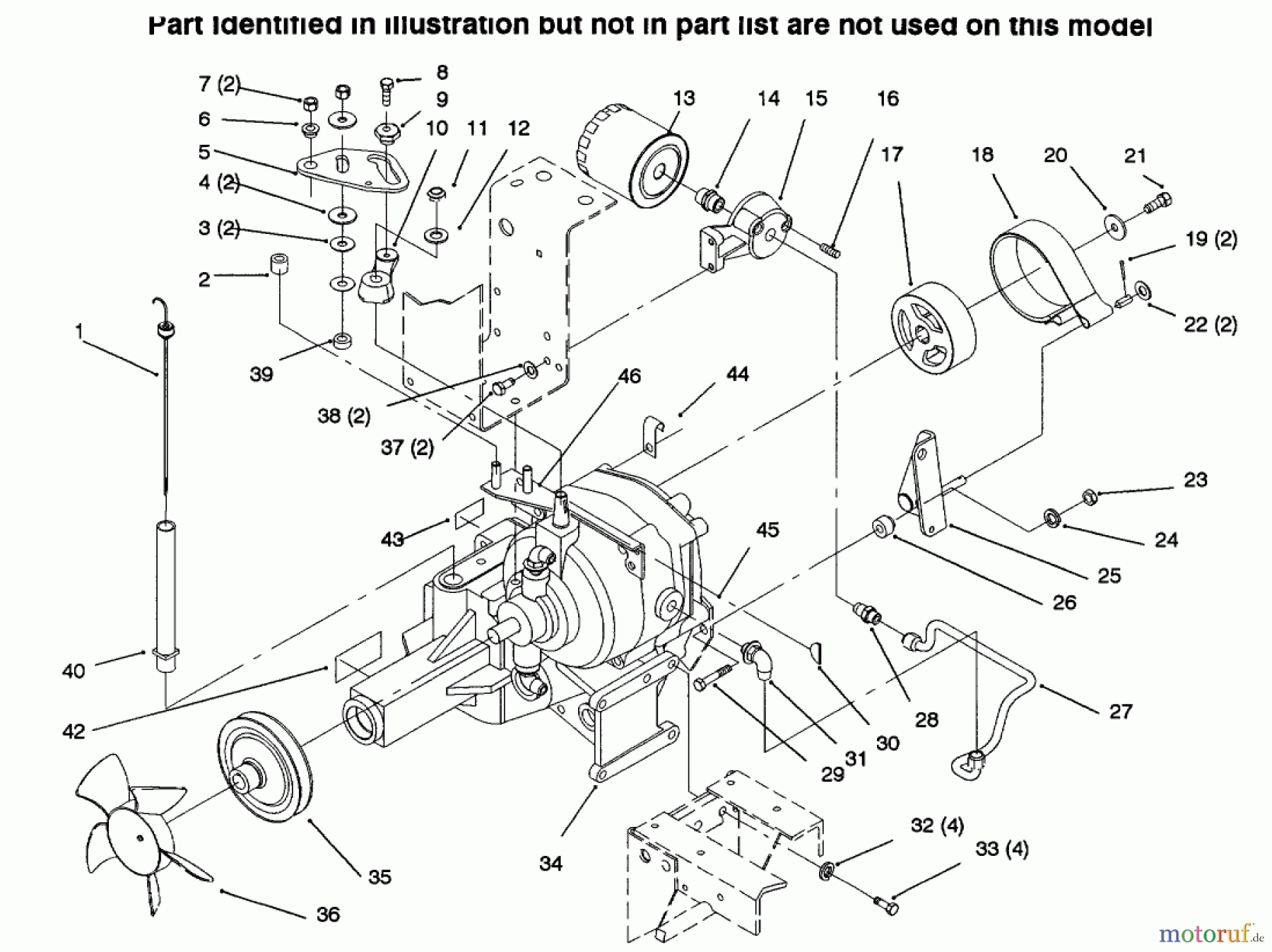 Toro Neu Mowers, Lawn & Garden Tractor Seite 1 73423 (416-H) - Toro 416-H Garden Tractor, 1996 (6900001-6999999) TRANSMISSION