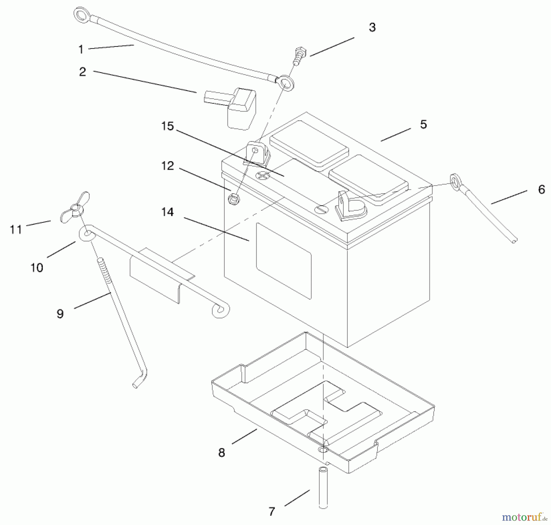  Toro Neu Mowers, Lawn & Garden Tractor Seite 1 73423 (416-H) - Toro 416-H Garden Tractor, 1997 (7900001-7999999) BATTERY ASSEMBLY