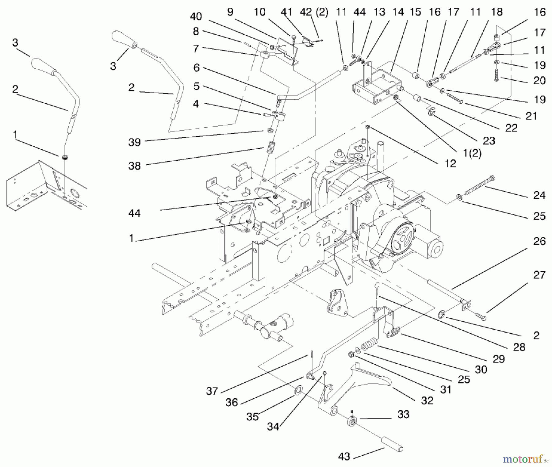 Toro Neu Mowers, Lawn & Garden Tractor Seite 1 73423 (416-H) - Toro 416-H Garden Tractor, 1997 (7900001-7999999) HYDRO CONTROL, BRAKE SYSTEM