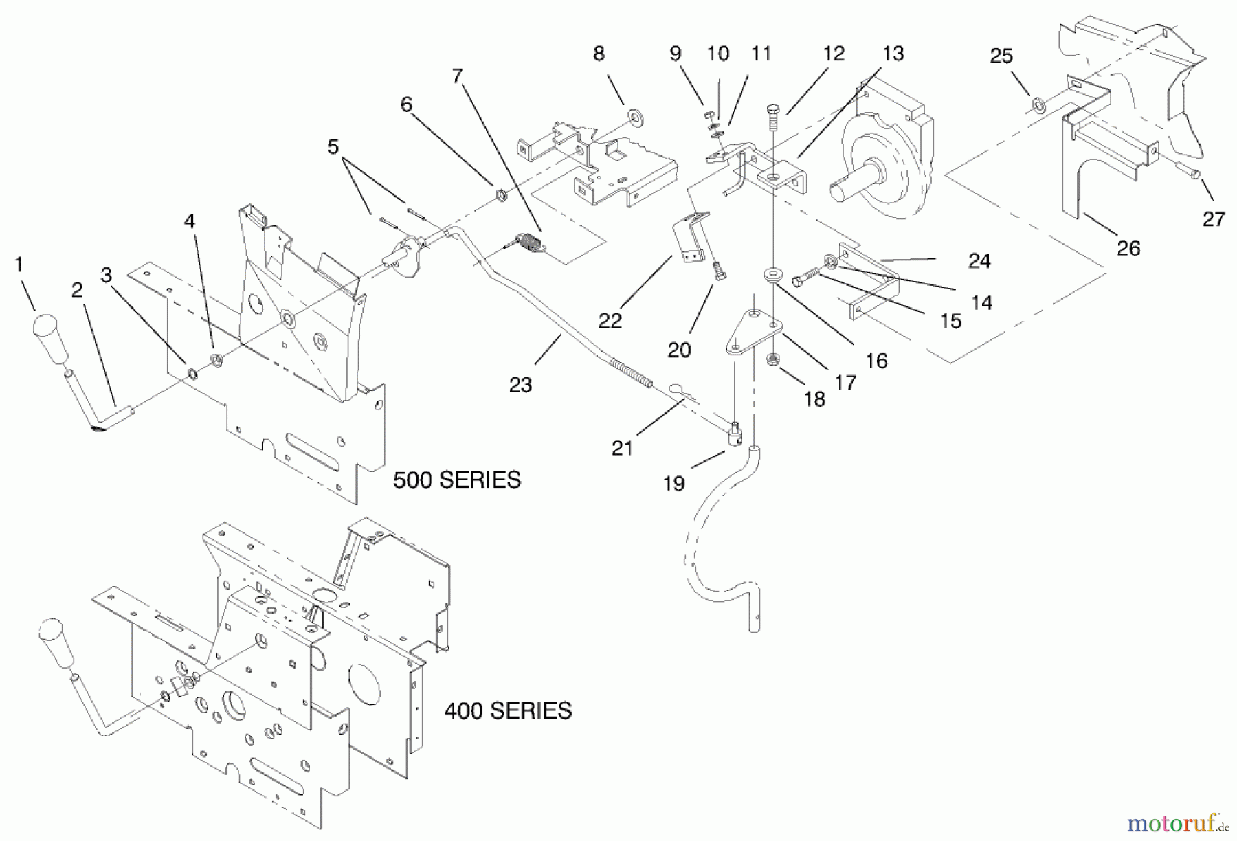  Toro Neu Mowers, Lawn & Garden Tractor Seite 1 73423 (416-H) - Toro 416-H Garden Tractor, 1997 (7900001-7999999) PTO CLUTCH SYSTEM