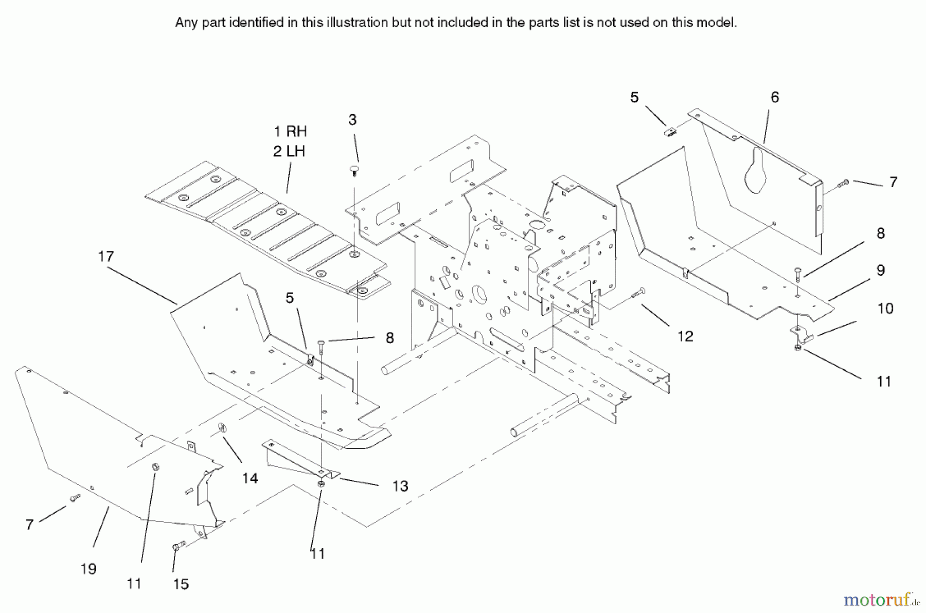 Toro Neu Mowers, Lawn & Garden Tractor Seite 1 73428 (312-8) - Toro 312-8 Garden Tractor, 1998 (8900001-8900499) FOOTRESTS & HOODSTAND SIDE COVERS