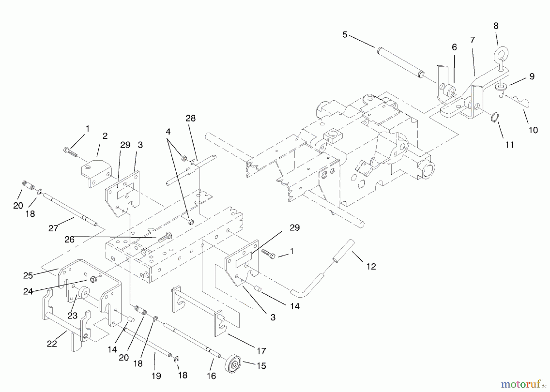  Toro Neu Mowers, Lawn & Garden Tractor Seite 1 73428 (312-8) - Toro 312-8 Garden Tractor, 1998 (8900001-8900499) HITCH ASSEMBLY