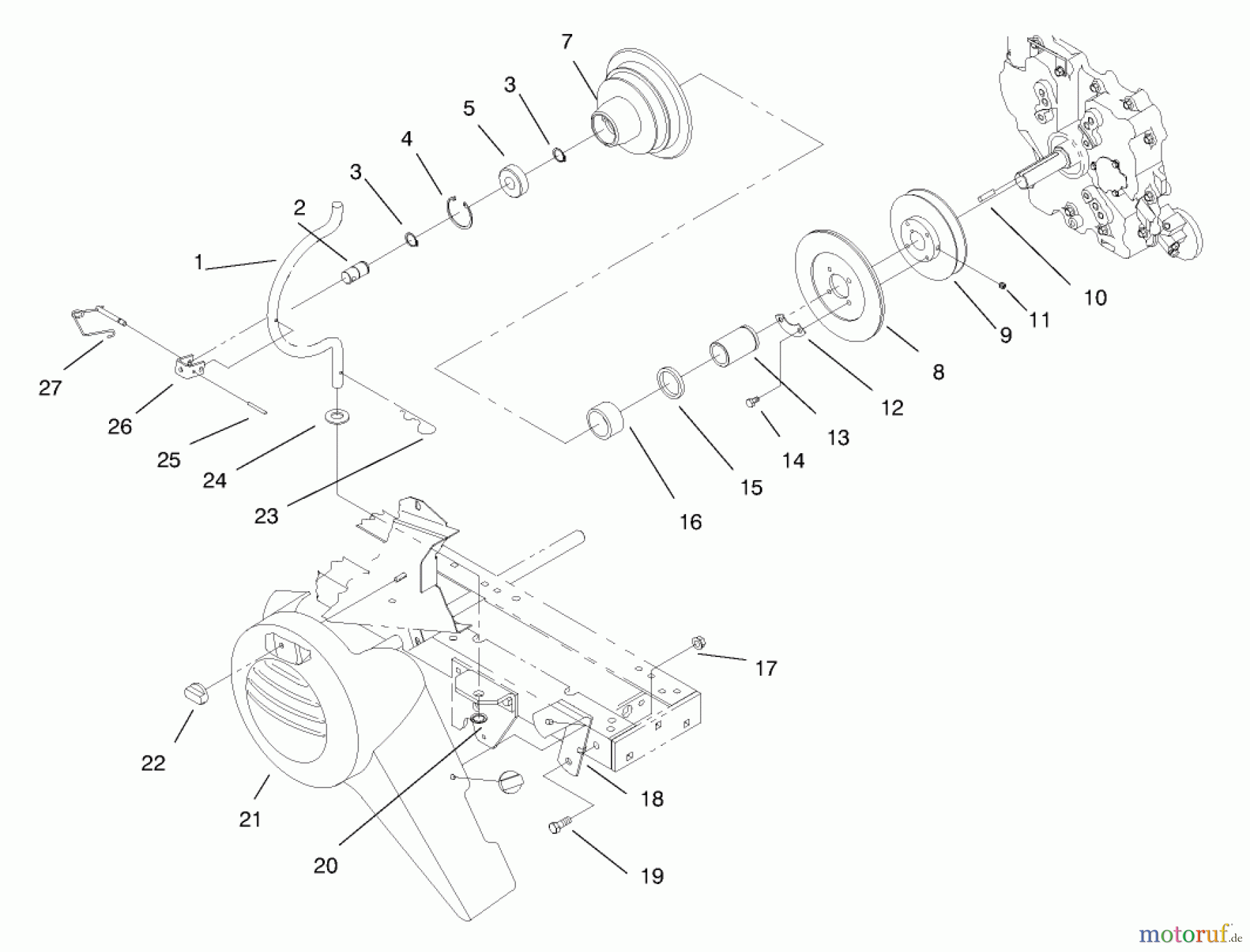 Toro Neu Mowers, Lawn & Garden Tractor Seite 1 73428 (312-8) - Toro 312-8 Garden Tractor, 1998 (8900001-8900499) PTO CLUTCH AND COVER