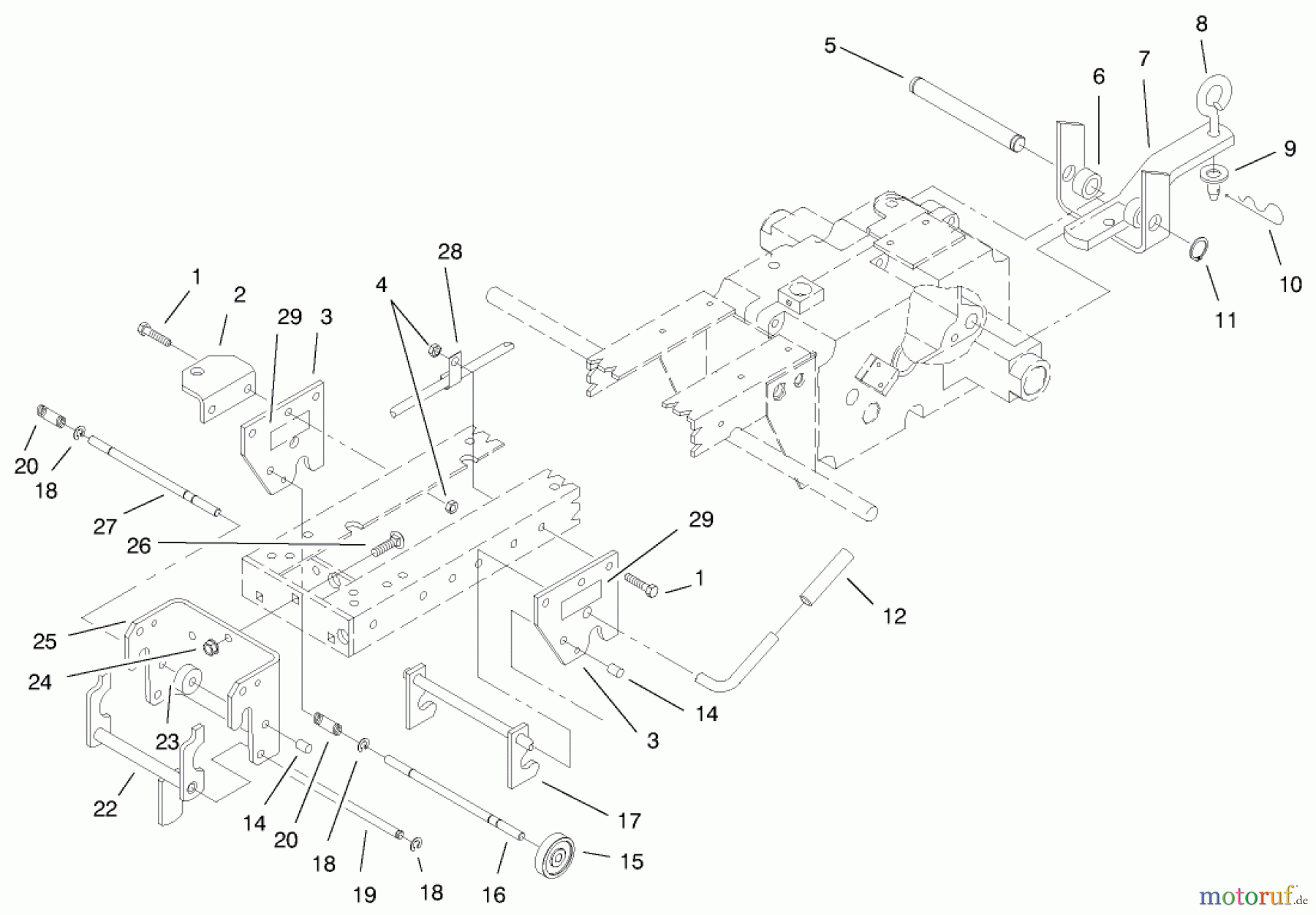 Toro Neu Mowers, Lawn & Garden Tractor Seite 1 73429 (312-8) - Toro 312-8 Garden Tractor, 1999 (9900001-9999999) HITCH ASSEMBLY