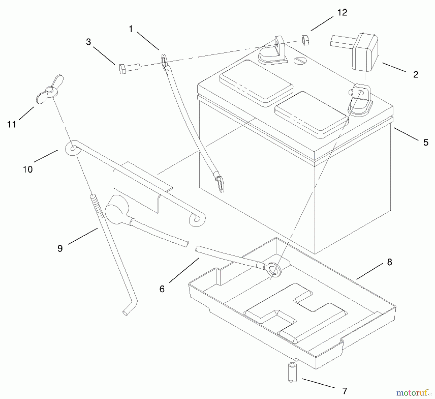 Toro Neu Mowers, Lawn & Garden Tractor Seite 1 73449 (314-8) - Toro 314-8 Garden Tractor, 2000 (200000001-200999999) BATTERY ASSEMBLY