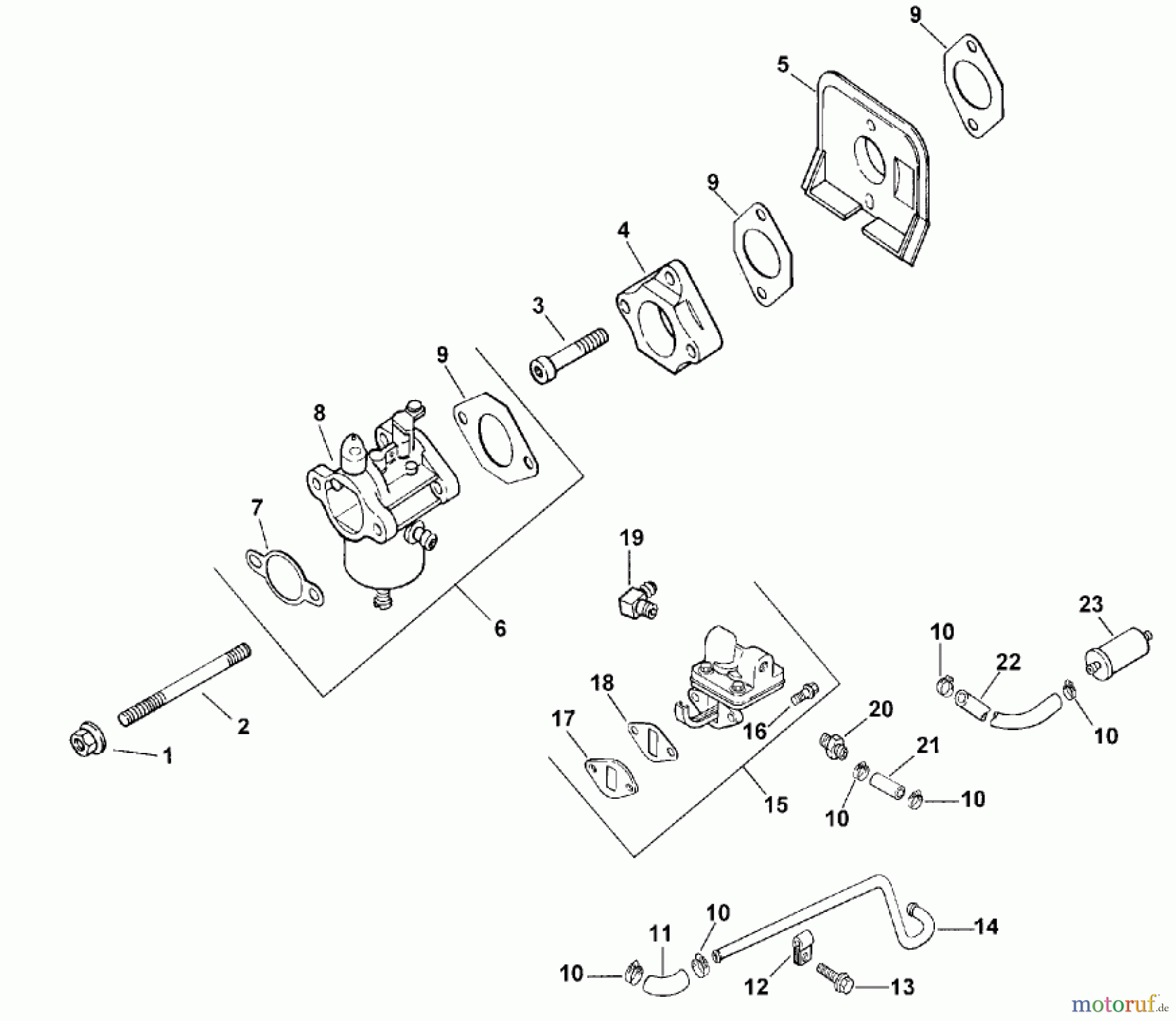 Toro Neu Mowers, Lawn & Garden Tractor Seite 1 73449 (314-8) - Toro 314-8 Garden Tractor, 2000 (200000001-200999999) CARBURETOR & FUEL PUMP (MODEL 73429 ONLY)