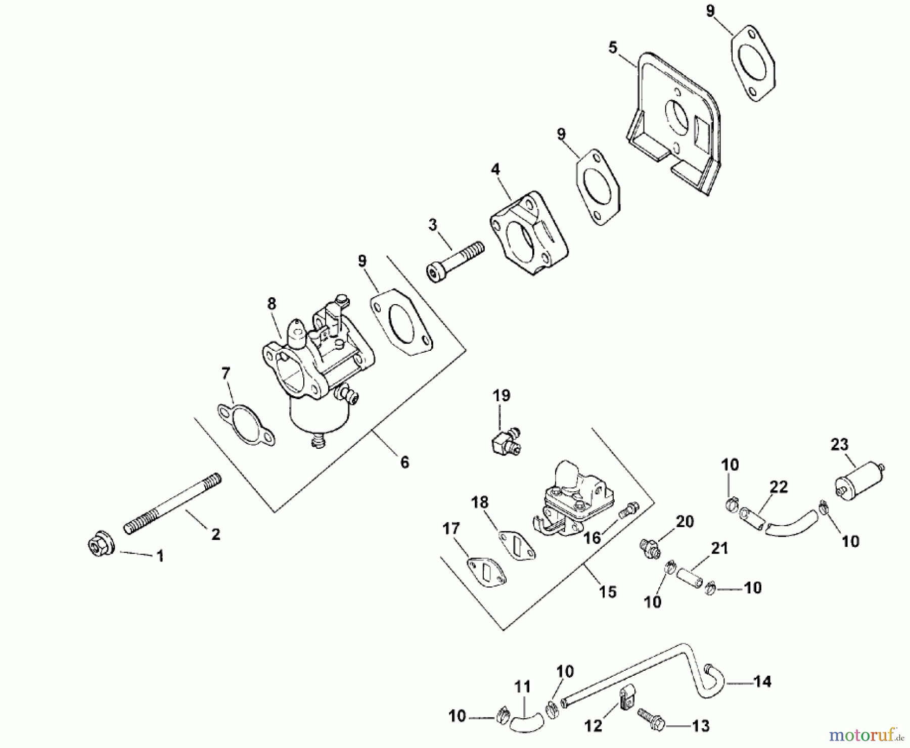 Toro Neu Mowers, Lawn & Garden Tractor Seite 1 73449 (314-8) - Toro 314-8 Garden Tractor, 2000 (200000001-200999999) CARBURETOR & FUEL PUMP (MODEL 73449 ONLY)