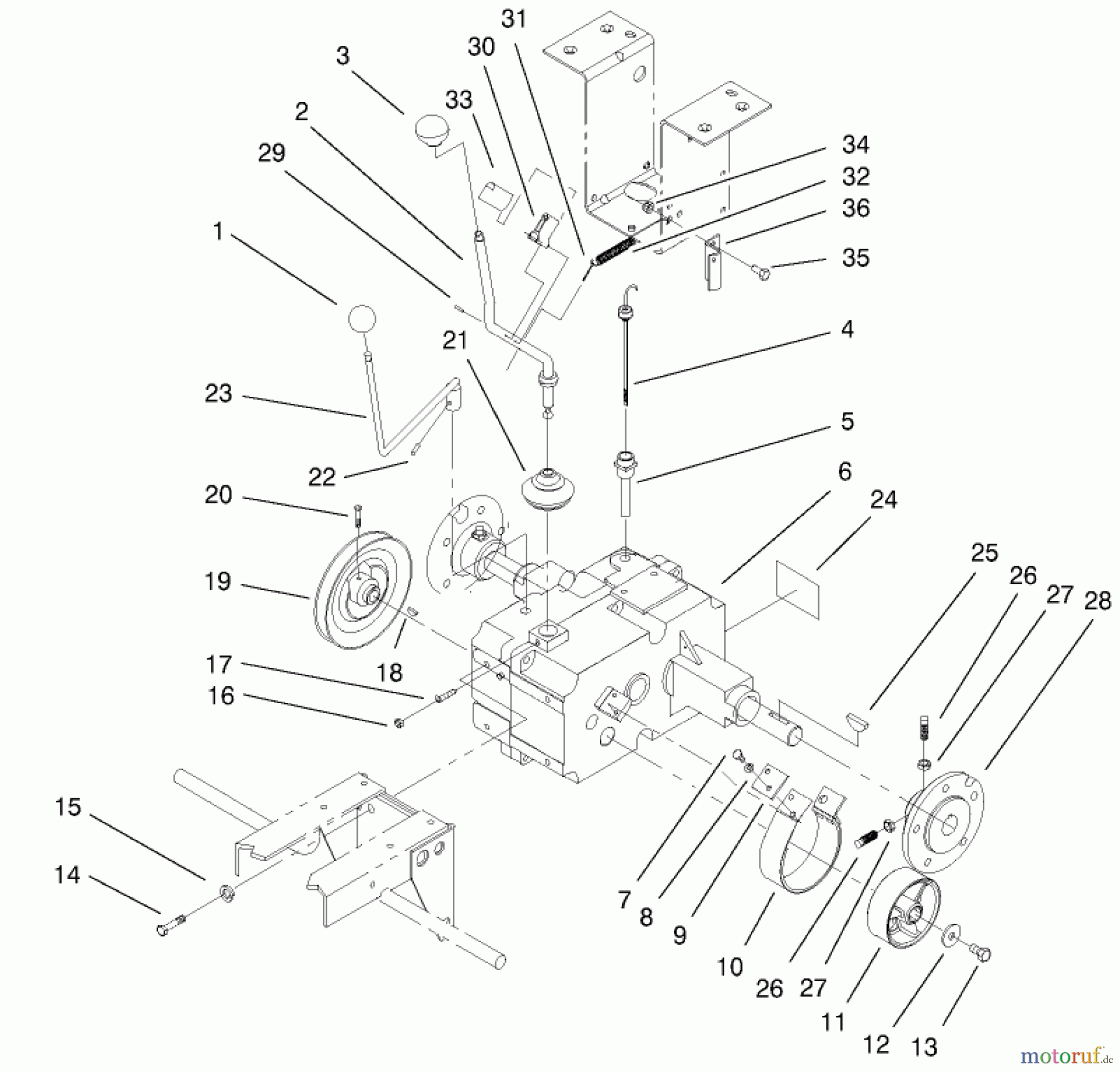 Toro Neu Mowers, Lawn & Garden Tractor Seite 1 73449 (314-8) - Toro 314-8 Garden Tractor, 2000 (200000001-200999999) TRANSAXLE ASSEMBLY