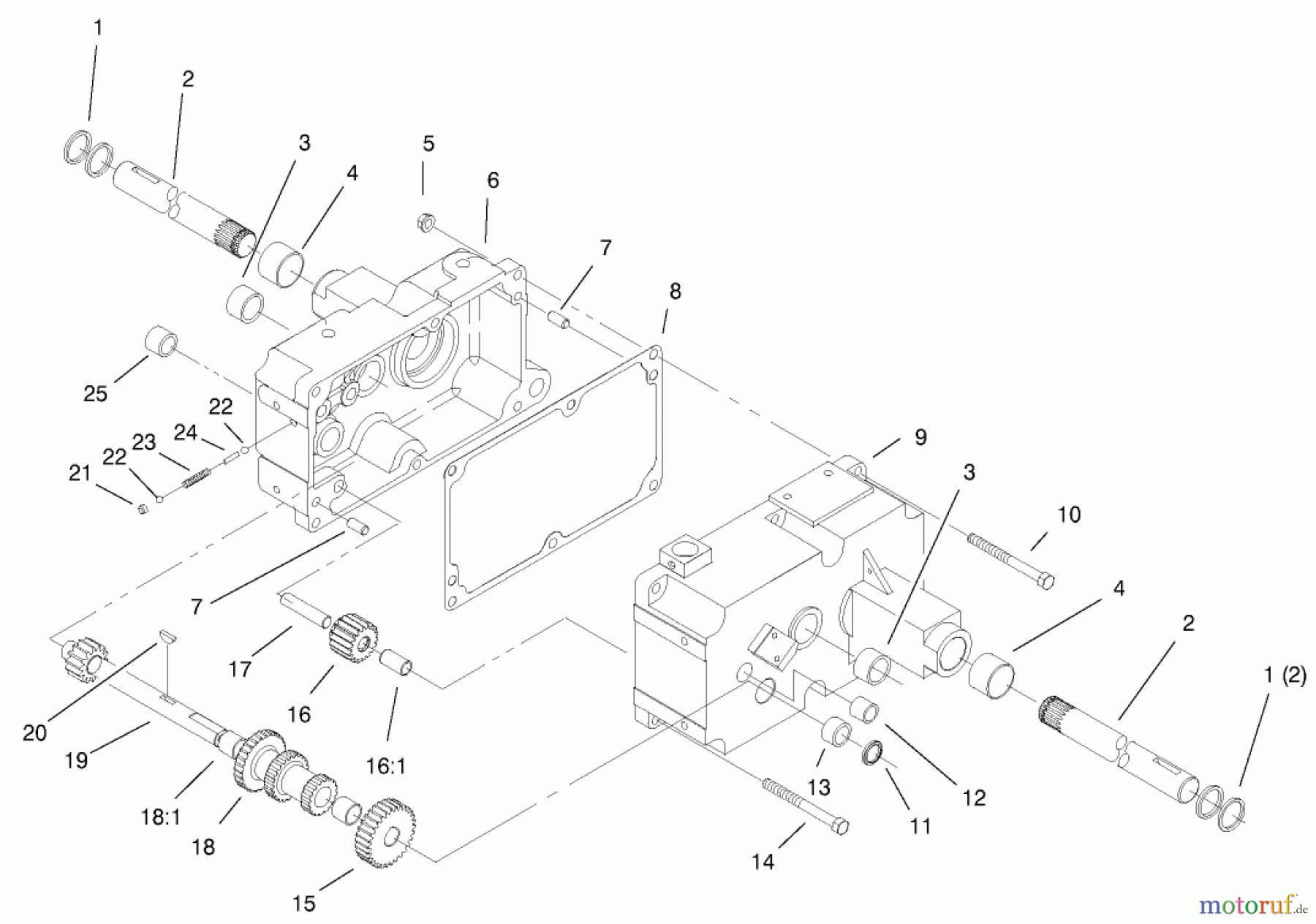 Toro Neu Mowers, Lawn & Garden Tractor Seite 1 73449 (314-8) - Toro 314-8 Garden Tractor, 2000 (200000001-200999999) TRANSMISSION 8-SPEED 8 PINION (MODEL 73449 ONLY) #1