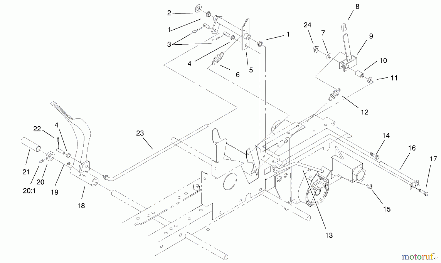 Toro Neu Mowers, Lawn & Garden Tractor Seite 1 73429 (312-8) - Toro 312-8 Garden Tractor, 2001 (210000001-210999999) BRAKE SYSTEM ASSEMBLY
