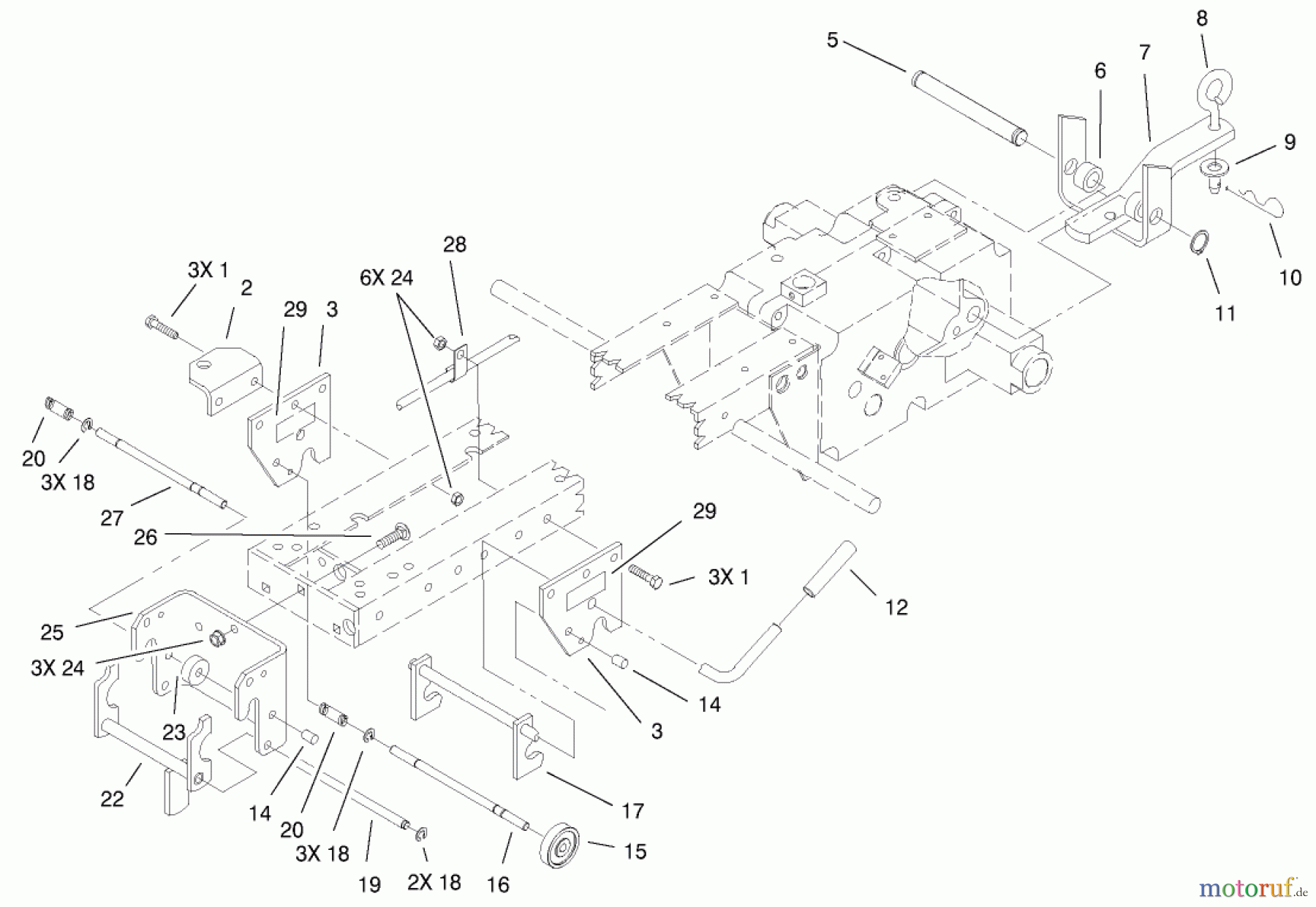 Toro Neu Mowers, Lawn & Garden Tractor Seite 1 73429 (312-8) - Toro 312-8 Garden Tractor, 2001 (210000001-210999999) HITCH ASSEMBLY