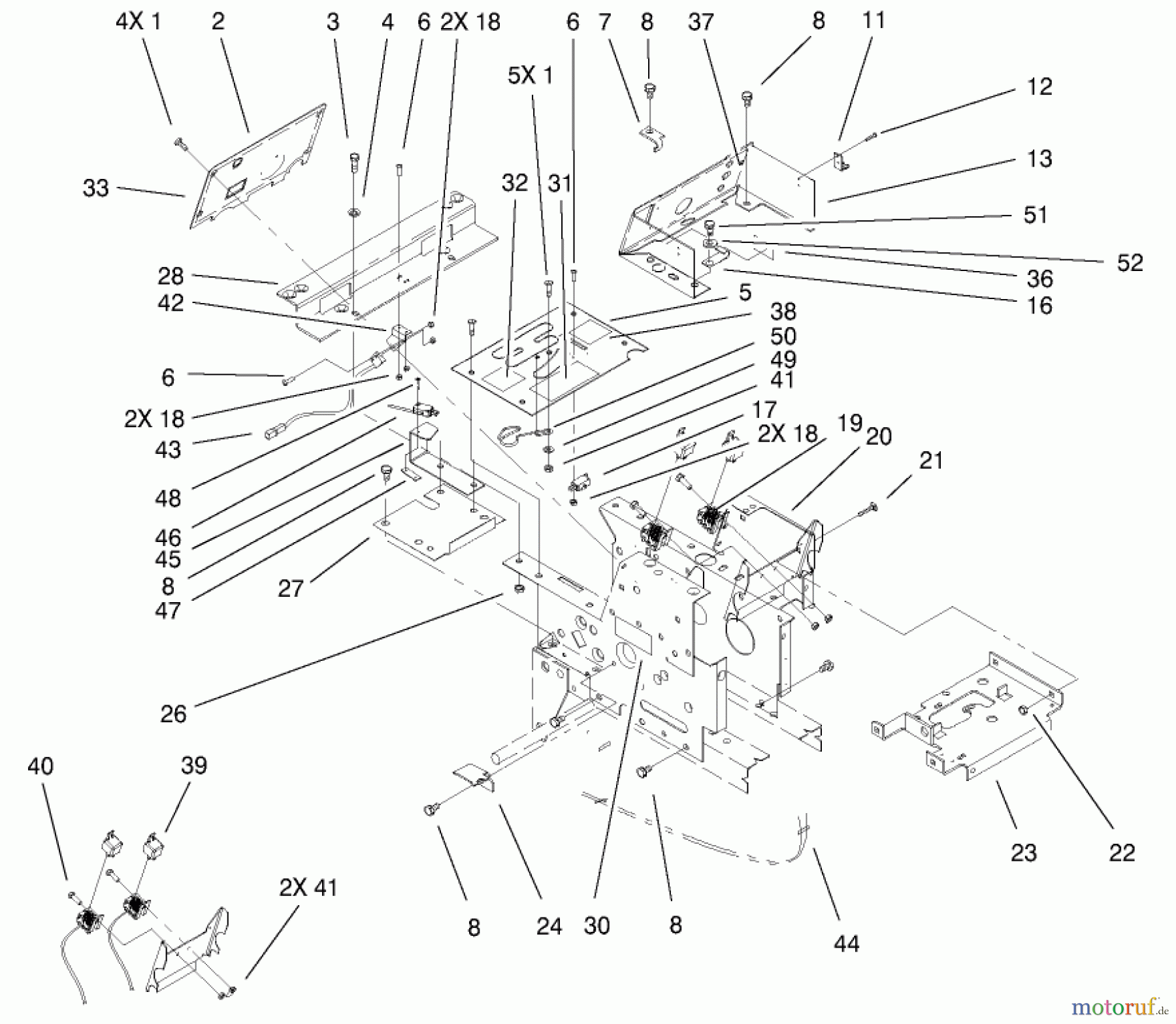 Toro Neu Mowers, Lawn & Garden Tractor Seite 1 73429 (312-8) - Toro 312-8 Garden Tractor, 2001 (210000001-210999999) HOODSTAND, CONSOLE ASSEMBLY