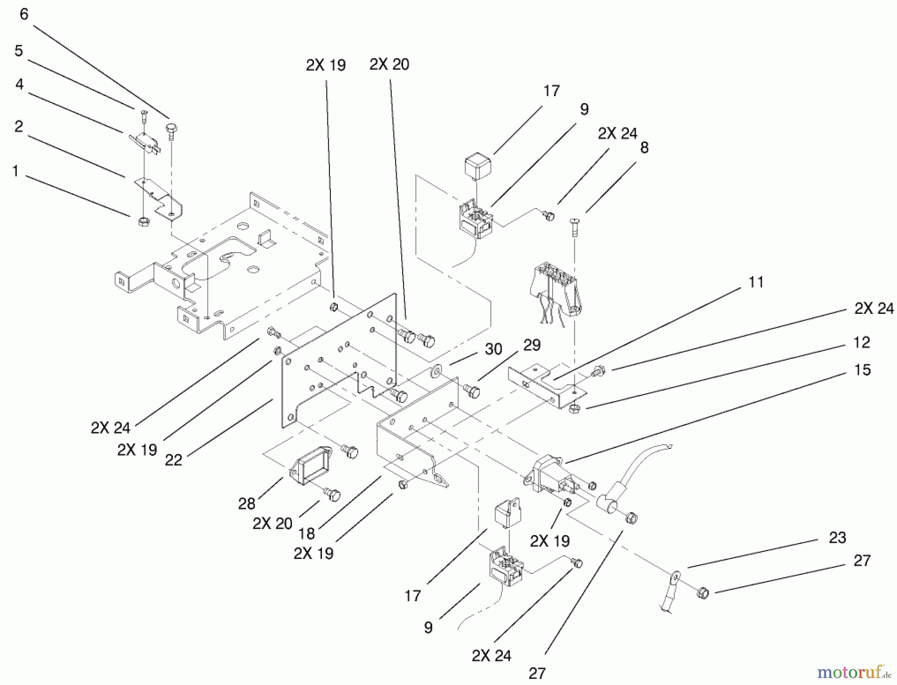Toro Neu Mowers, Lawn & Garden Tractor Seite 1 73429 (312-8) - Toro 312-8 Garden Tractor, 2001 (210000001-210999999) HOODSTAND ELECTRICAL MOUNTING ASSEMBLY
