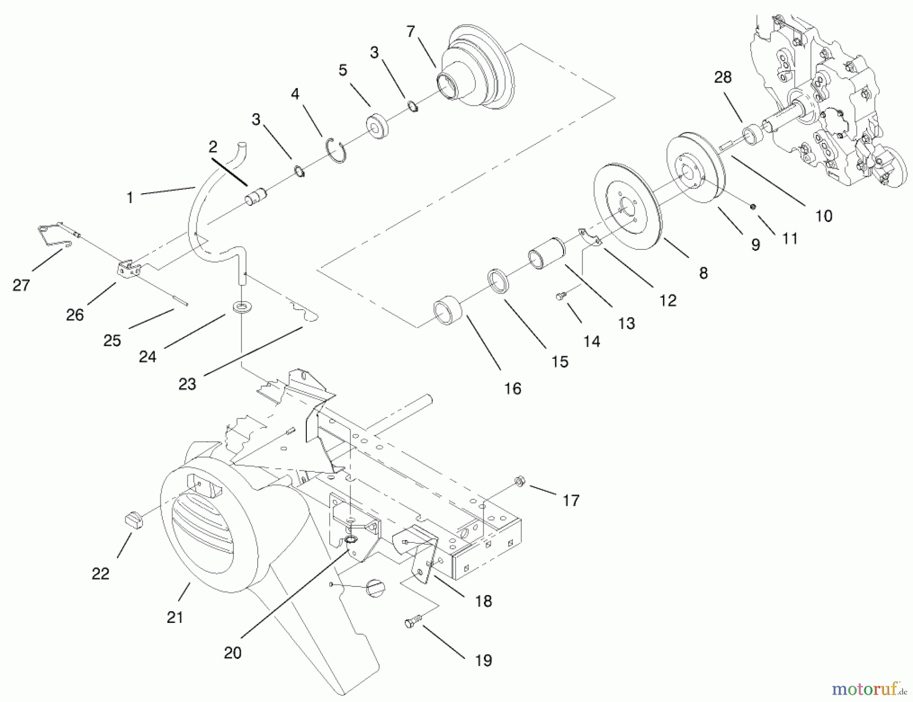 Toro Neu Mowers, Lawn & Garden Tractor Seite 1 73429 (312-8) - Toro 312-8 Garden Tractor, 2001 (210000001-210999999) PTO CLUTCH AND COVER ASSEMBLY