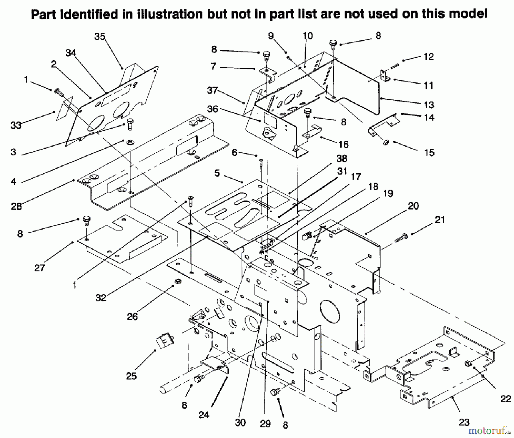 Toro Neu Mowers, Lawn & Garden Tractor Seite 1 73441 (416-8) - Toro 416-8 Garden Tractor, 1996 (69000001-69999999) HOODSTAND, CONSOLE