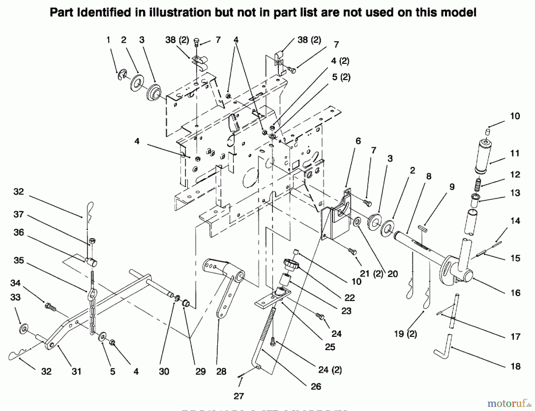 Toro Neu Mowers, Lawn & Garden Tractor Seite 1 73441 (416-8) - Toro 416-8 Garden Tractor, 1996 (69000001-69999999) MANUAL LIFT SYSTEM