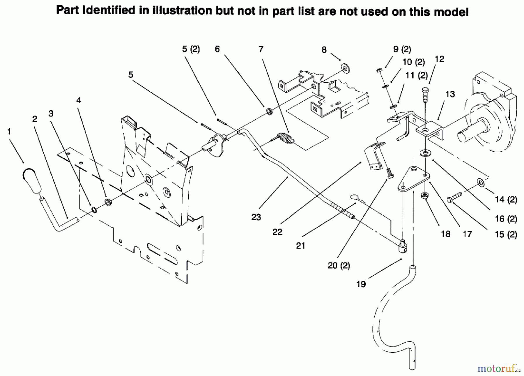 Toro Neu Mowers, Lawn & Garden Tractor Seite 1 73441 (416-8) - Toro 416-8 Garden Tractor, 1996 (69000001-69999999) PTO CLUTCH LINKAGE