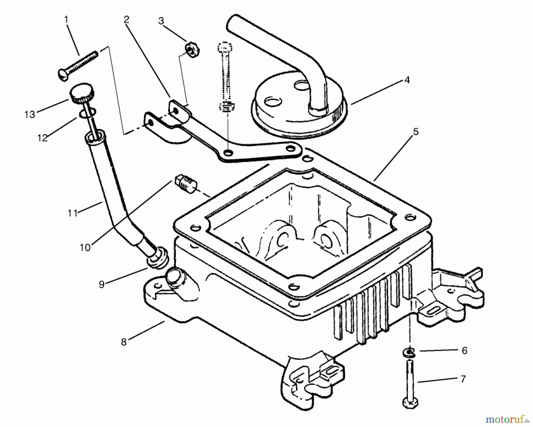 Toro Neu Mowers, Lawn & Garden Tractor Seite 1 73441 (416-8) - Toro 416-8 Garden Tractor, 1997 (7900001-7999999) OIL FILL TUBE & BASE