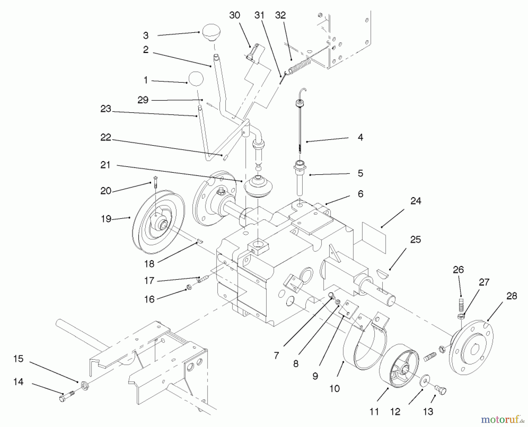  Toro Neu Mowers, Lawn & Garden Tractor Seite 1 73448 (314-8) - Toro 314-8 Garden Tractor, 1998 (8900500-8999999) TRANSMISSION ASSEMBLY