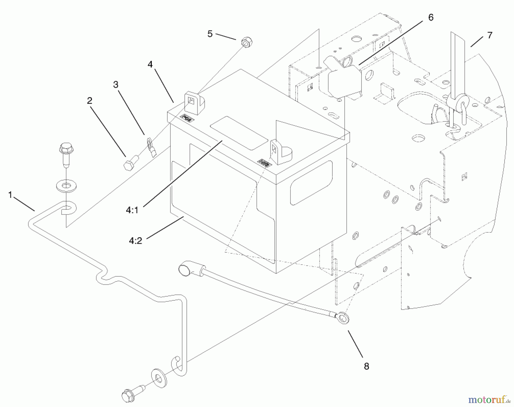 Toro Neu Mowers, Lawn & Garden Tractor Seite 1 73450 (315-8) - Toro 315-8 Garden Tractor, 2002 (220000001-220999999) BATTERY ASSEMBLY