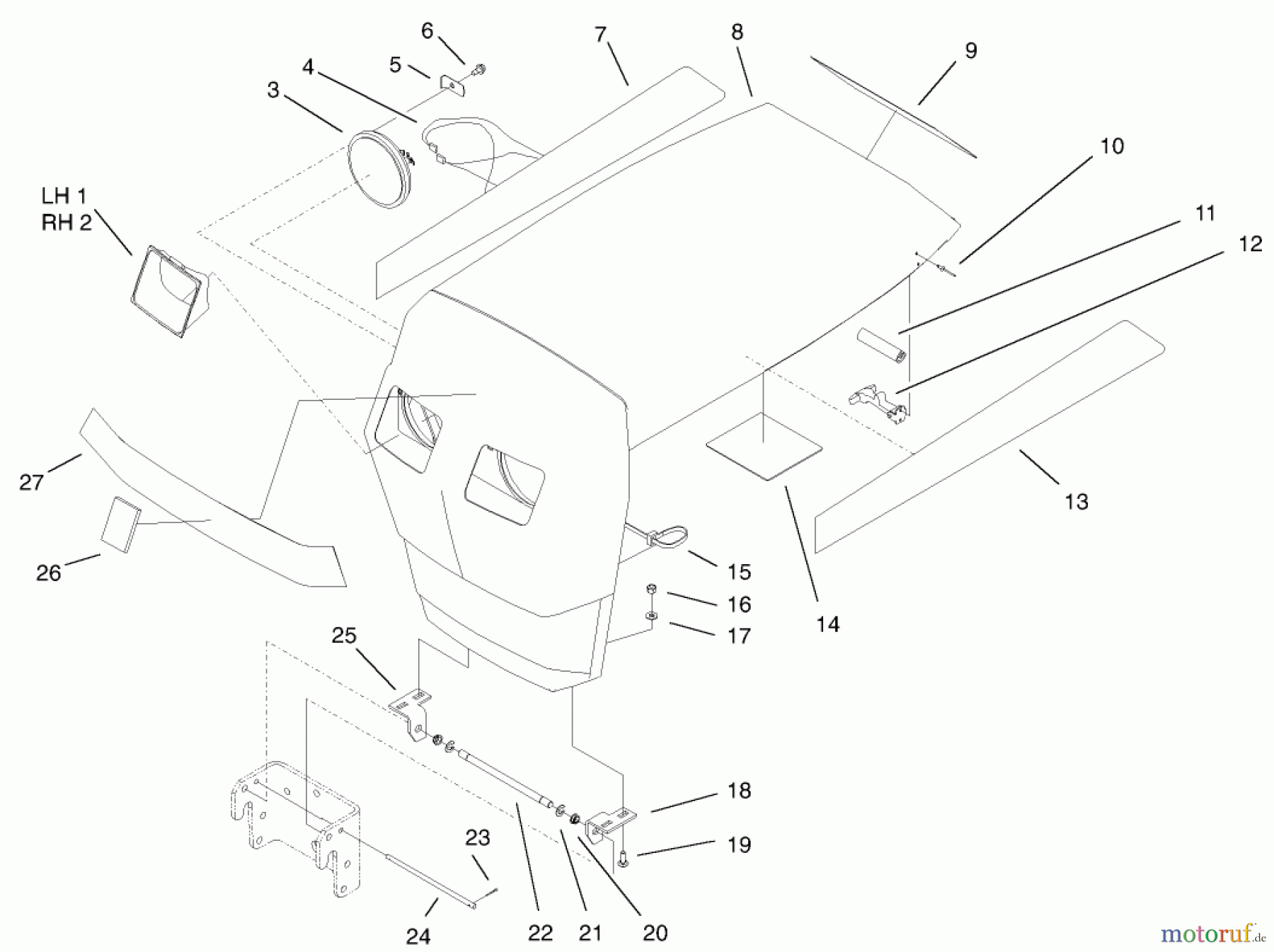 Toro Neu Mowers, Lawn & Garden Tractor Seite 1 73450 (315-8) - Toro 315-8 Garden Tractor, 2002 (220000001-220999999) HOOD ASSEMBLY
