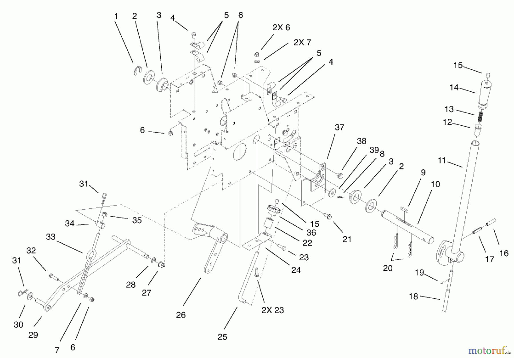 Toro Neu Mowers, Lawn & Garden Tractor Seite 1 73450 (315-8) - Toro 315-8 Garden Tractor, 2002 (220000001-220999999) MANUAL LIFT ASSEMBLY