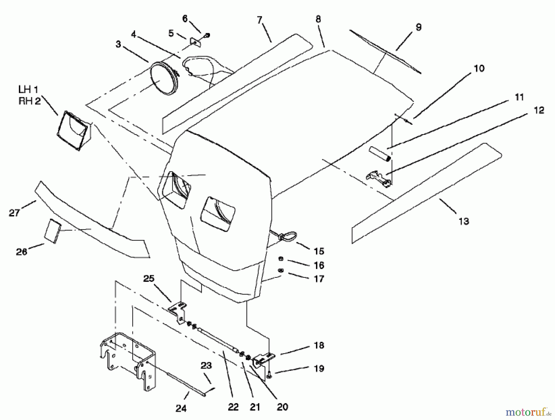 Toro Neu Mowers, Lawn & Garden Tractor Seite 1 73450 - Toro GT Classic Garden Tractor, 2007 (270000001-270999999) HOOD ASSEMBLY