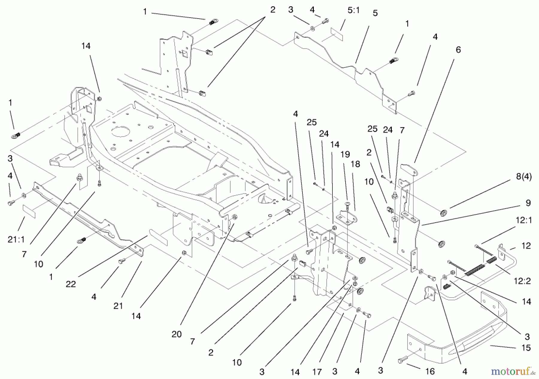 Toro Neu Mowers, Lawn & Garden Tractor Seite 1 73541 (520xi) - Toro 520xi Garden Tractor, 1998 (8900001-8999999) BUMPER AND HOOD ASSEMBLY