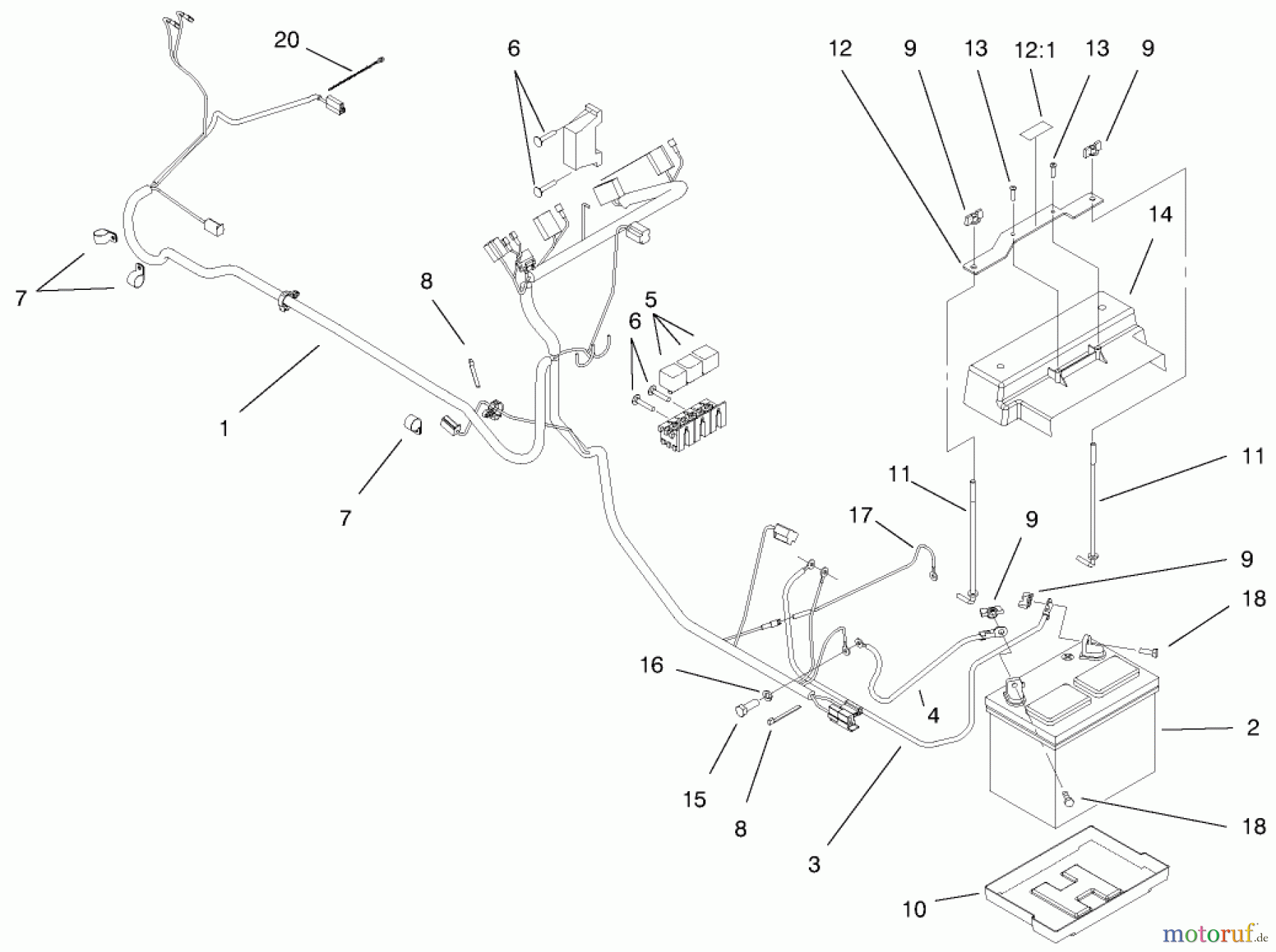 Toro Neu Mowers, Lawn & Garden Tractor Seite 1 73541 (520xi) - Toro 520xi Garden Tractor, 1998 (8900001-8999999) ELECTRICAL ASSEMBLY (MODEL 73470 ONLY)