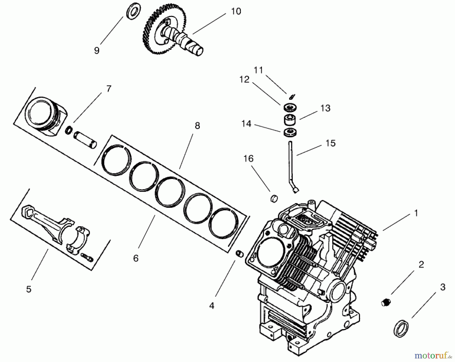 Toro Neu Mowers, Lawn & Garden Tractor Seite 1 73541 (520xi) - Toro 520xi Garden Tractor, 1998 (8900001-8999999) GROUP 2-CRANKCASE (MODELS 73540 & 73541)