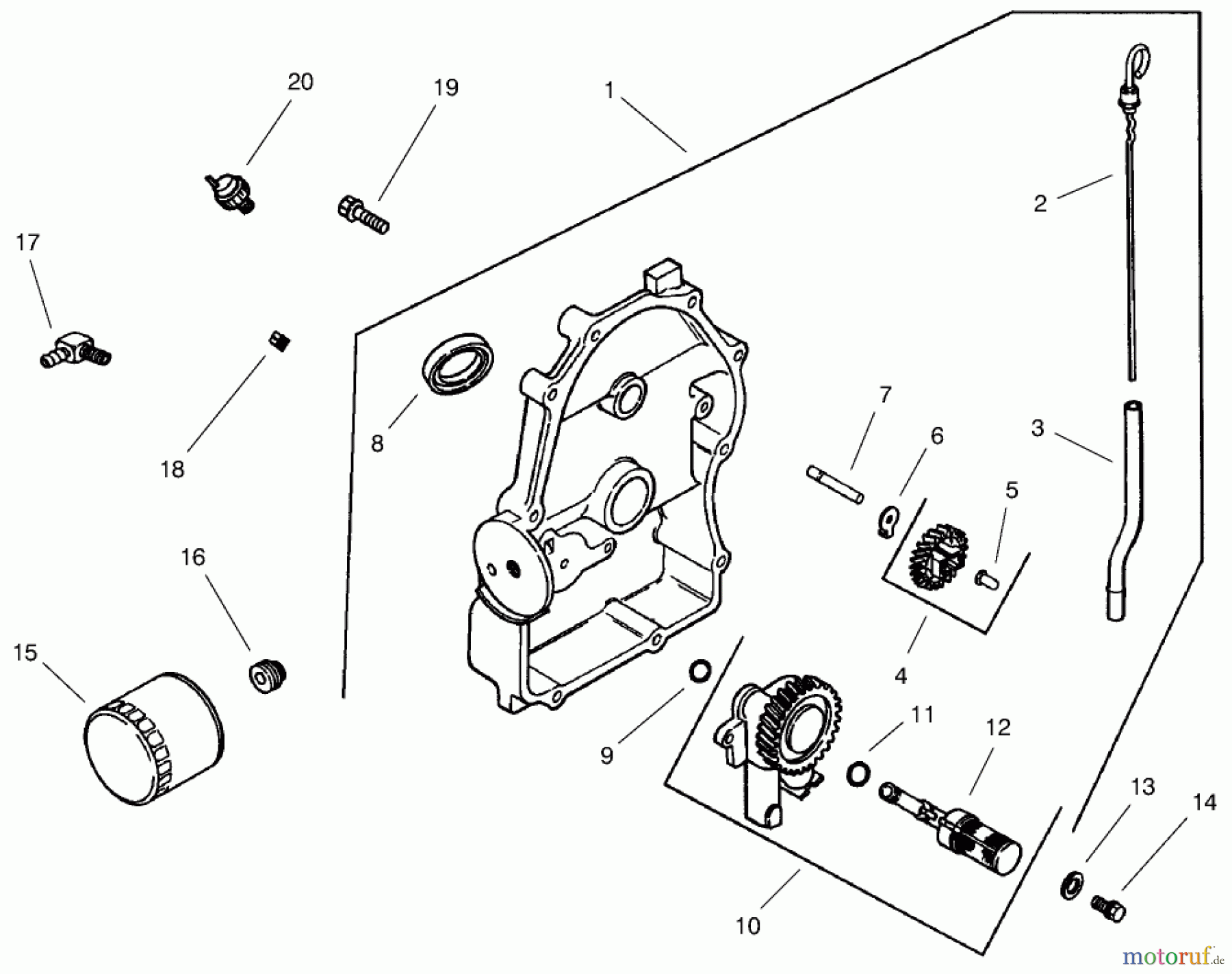 Toro Neu Mowers, Lawn & Garden Tractor Seite 1 73541 (520xi) - Toro 520xi Garden Tractor, 1998 (8900001-8999999) GROUP 3-OIL PAN/LUBRICATION (MODELS 73540 & 73541)