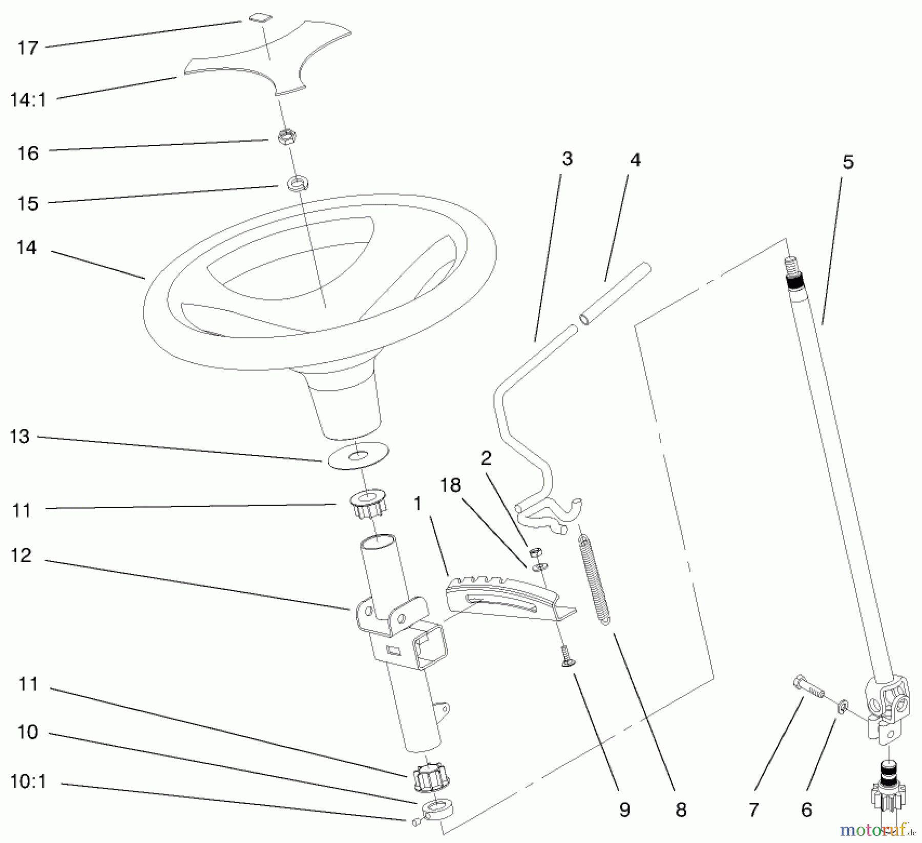 Toro Neu Mowers, Lawn & Garden Tractor Seite 1 73541 (520xi) - Toro 520xi Garden Tractor, 1998 (8900001-8999999) MANUAL STEERING AND TILT ASSEMBLY